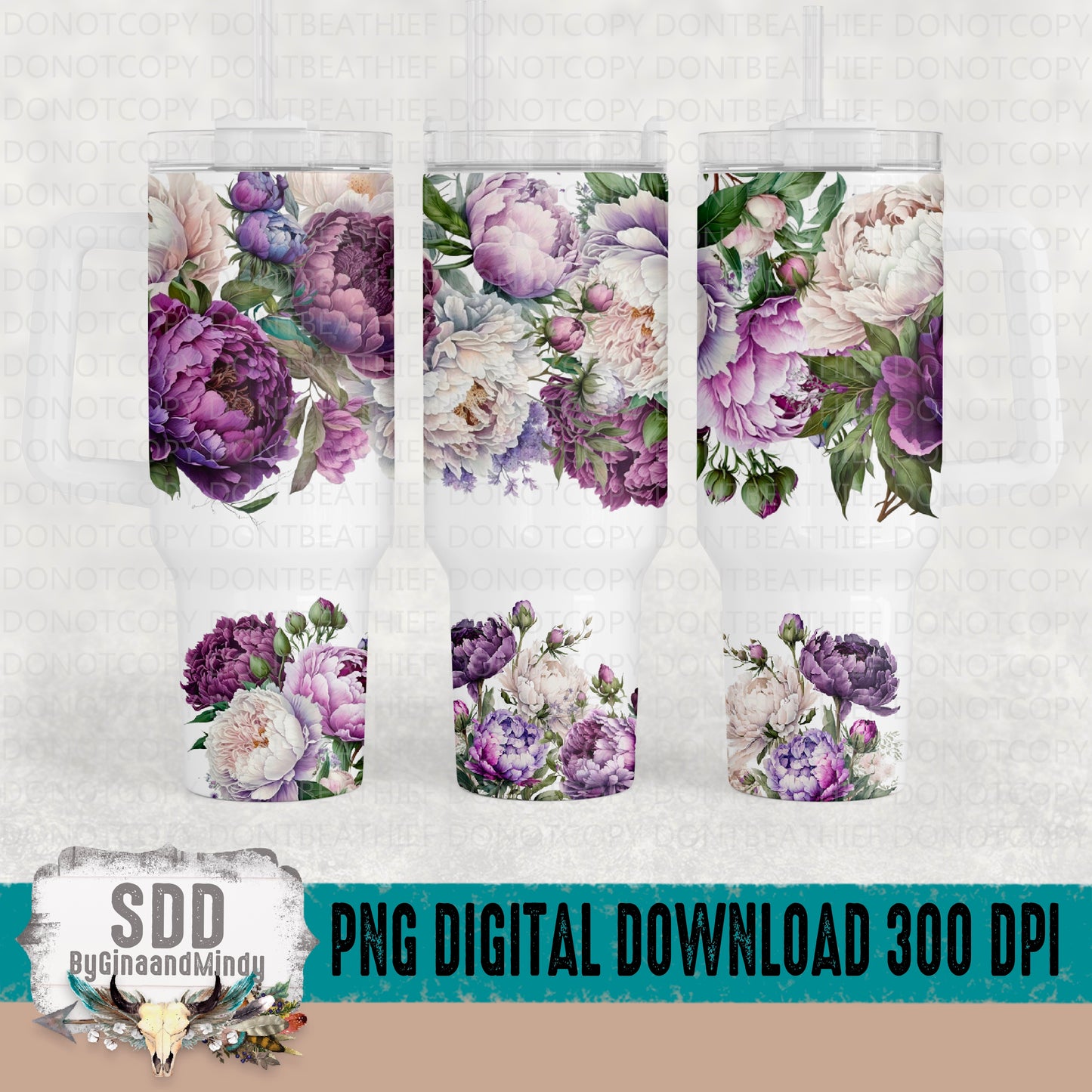 Purple Peonies 40 oz Tumbler
