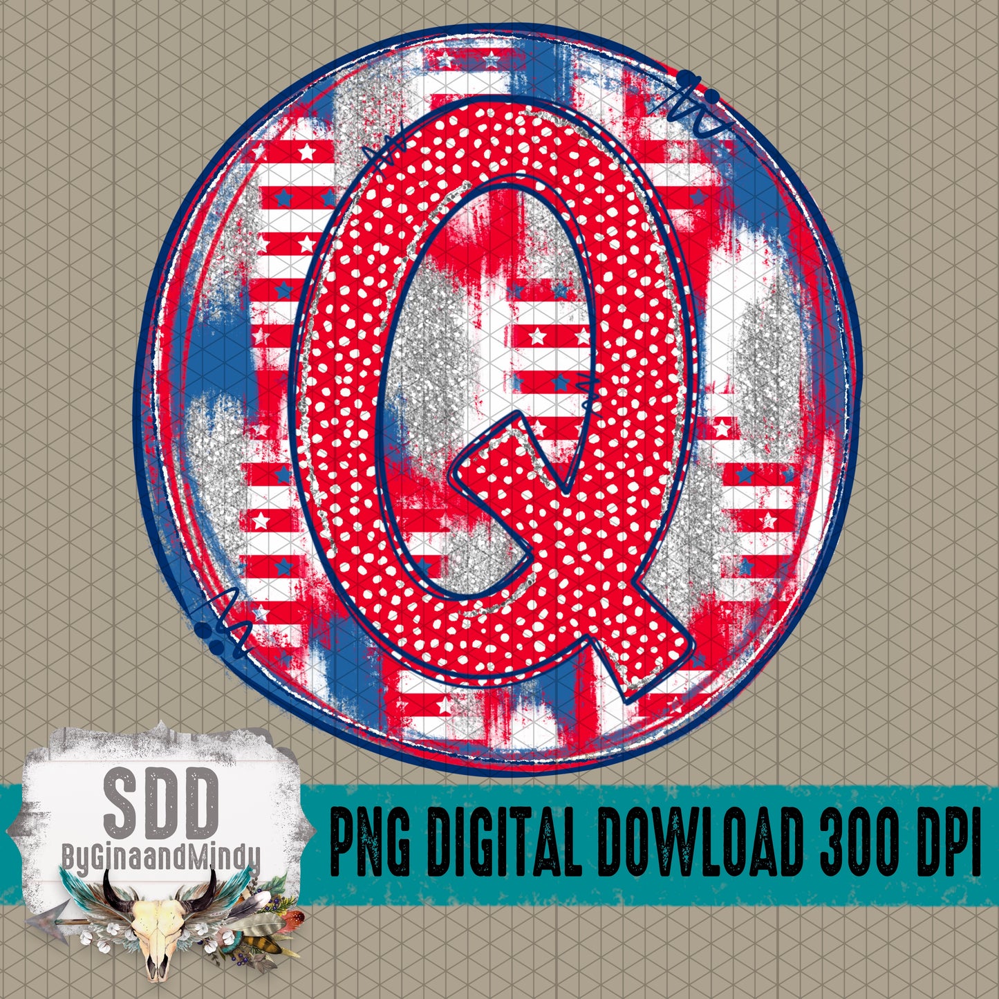 Patriotic Brush Strokes Circle DIY/Personalize; Q