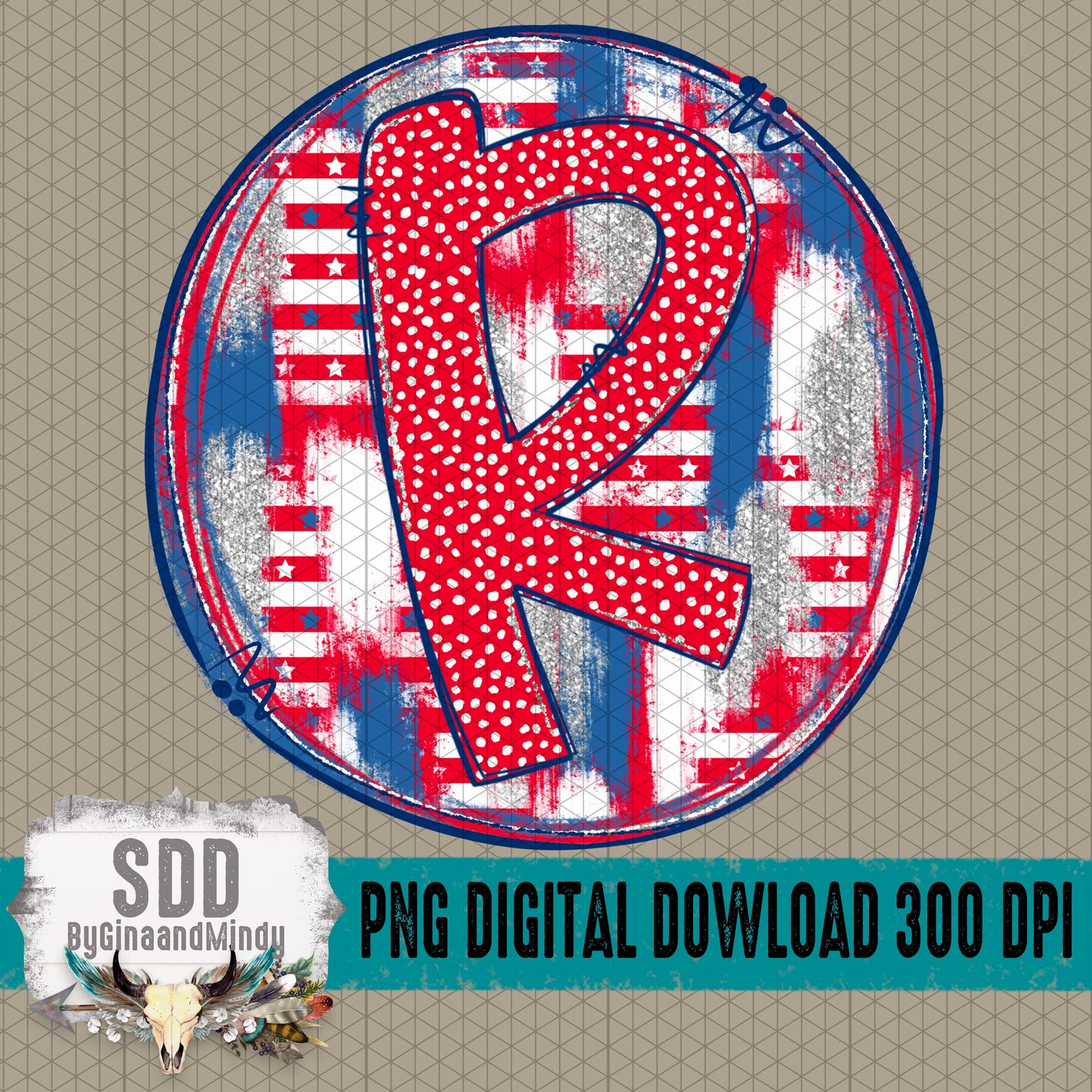 Patriotic Brush Strokes Circle DIY/Personalize; R