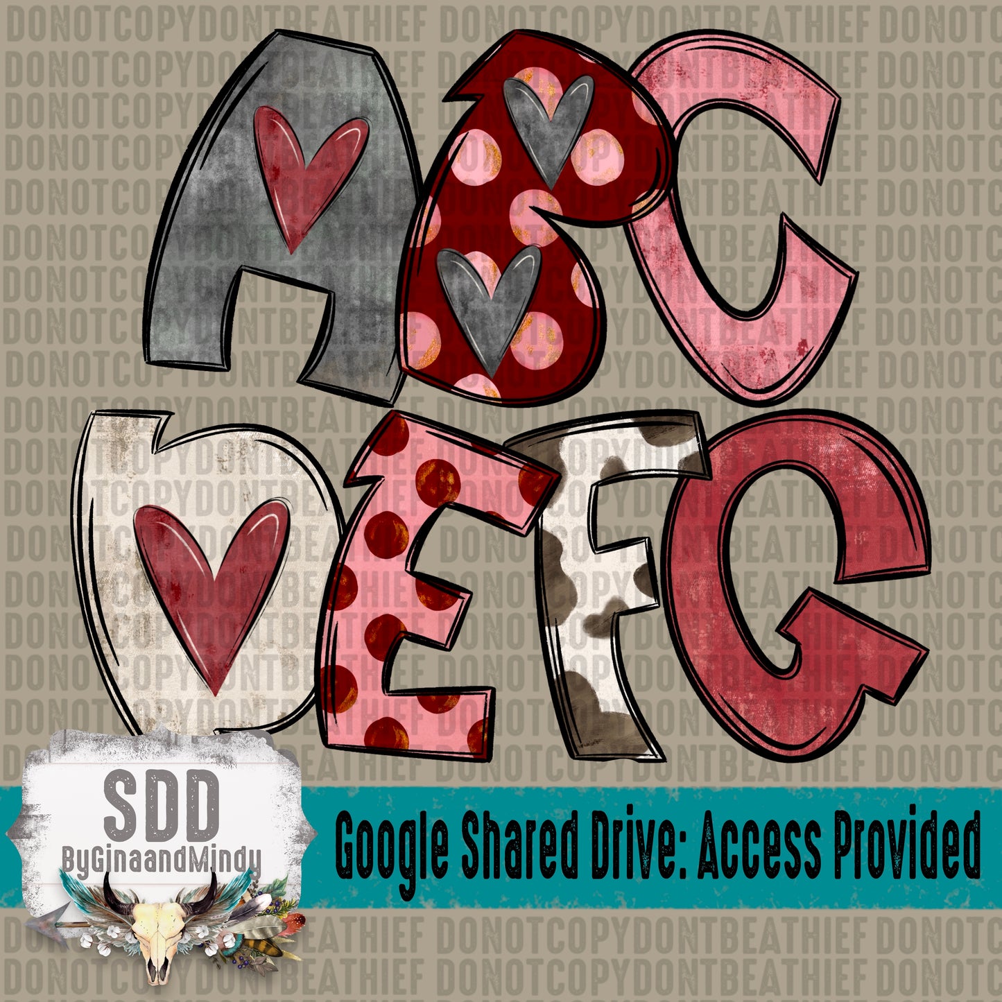 Rustic Love Story Doodle Letters (7 Sets Uppercase, Lowercase, 0-9, Special Characters)