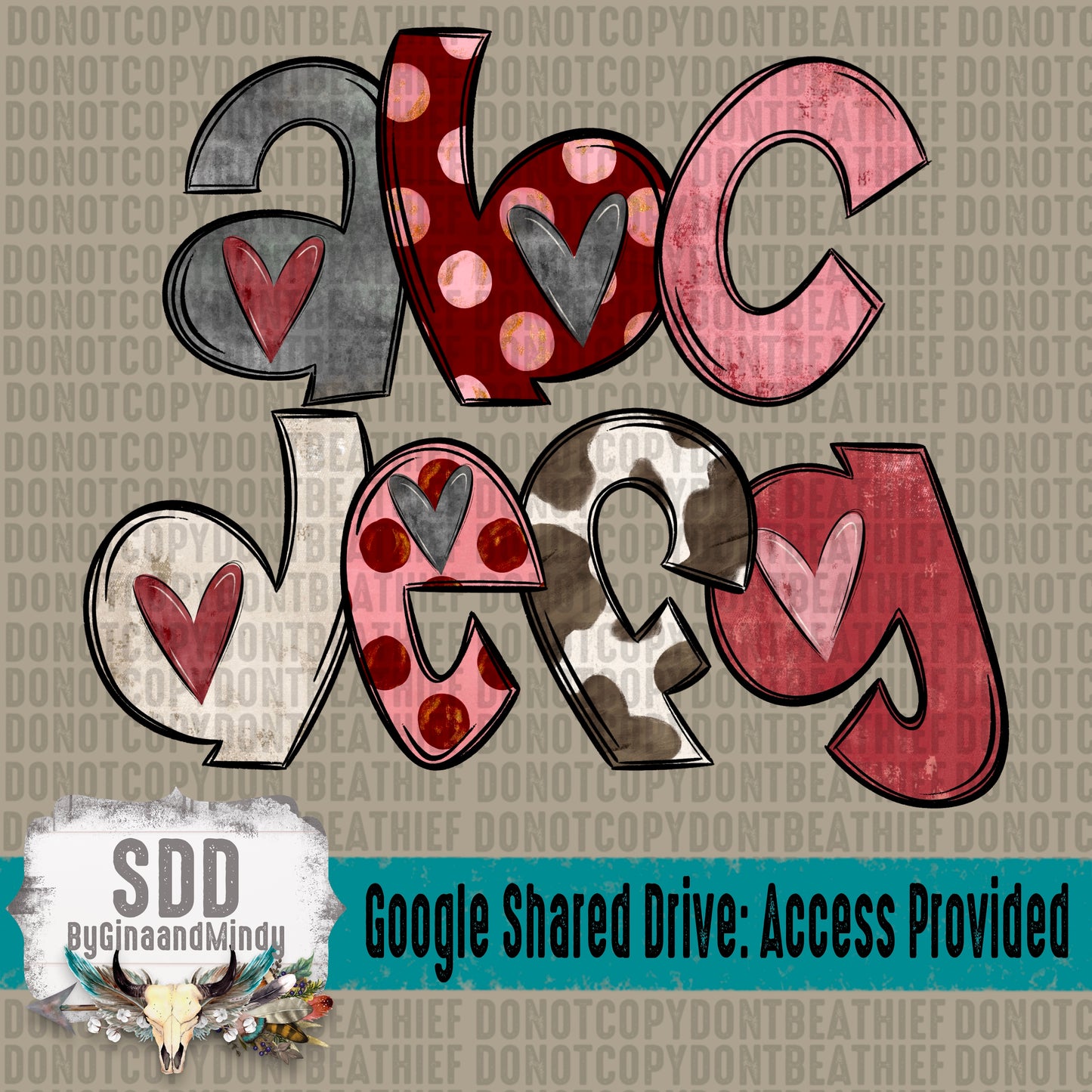 Rustic Love Story Doodle Letters (7 Sets Uppercase, Lowercase, 0-9, Special Characters)