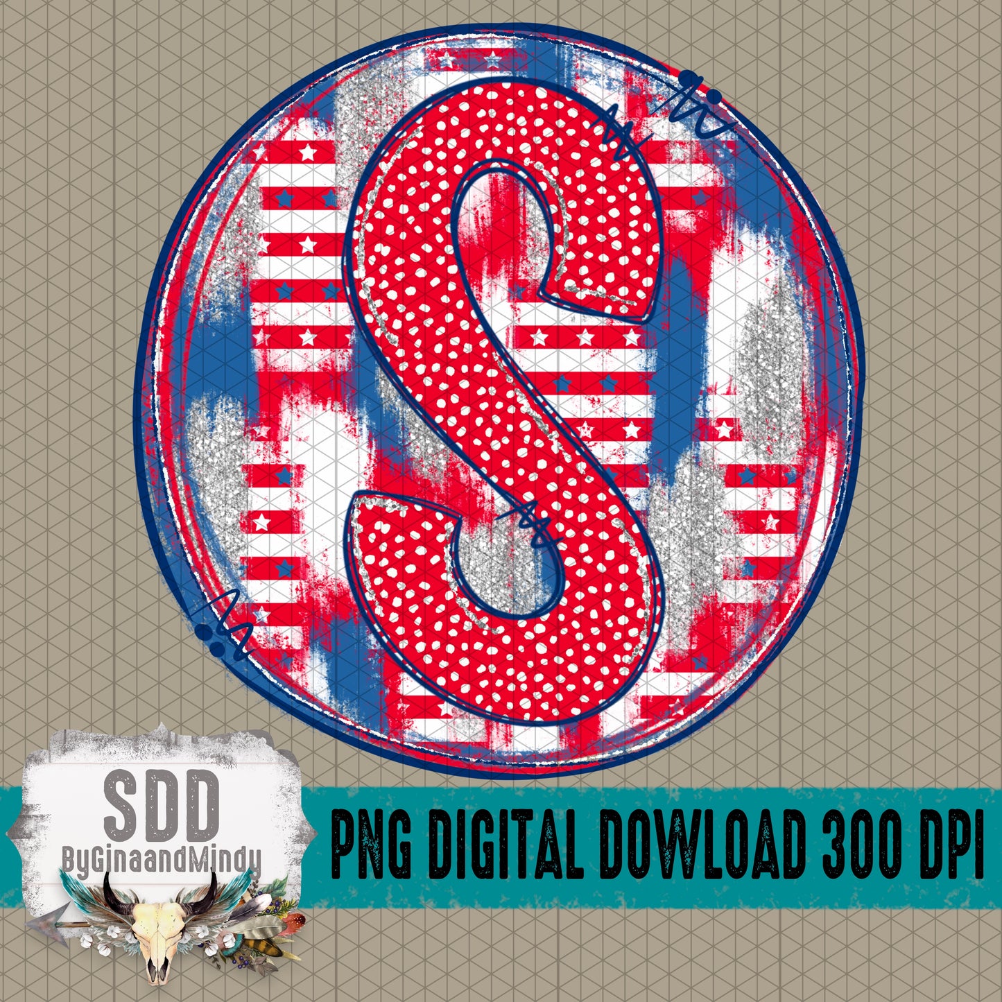 Patriotic Brush Strokes Circle DIY/Personalize; S