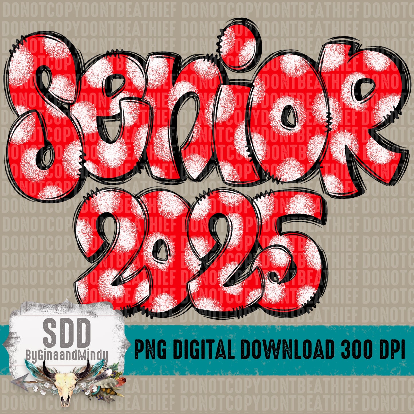 Senior 2025 Doodle Red