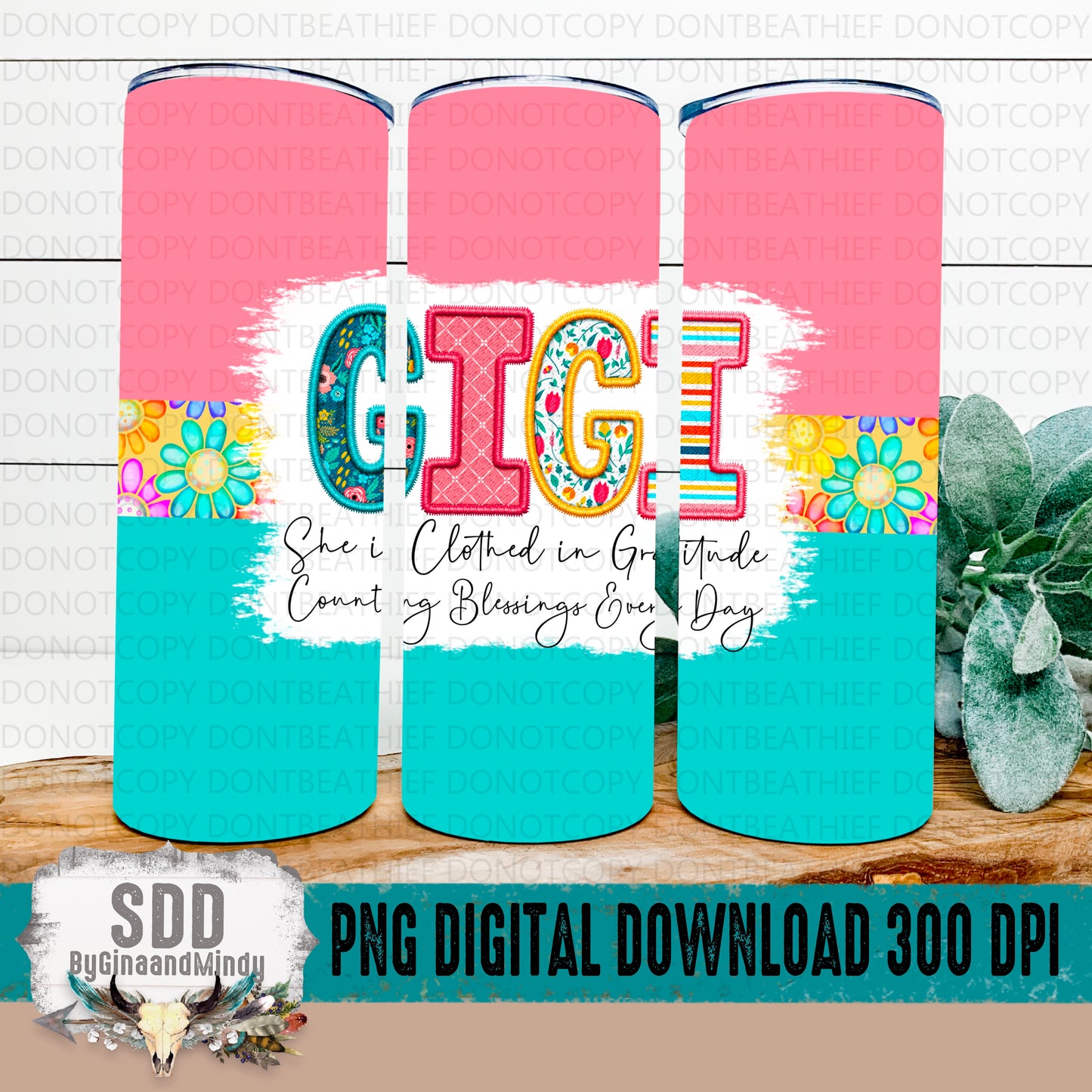 Gigi Spring Floral 20 oz Tumbler Digital Design