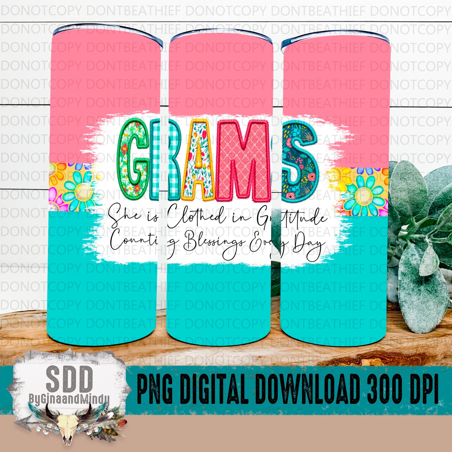 Grams Spring Floral 20 oz Tumbler Digital Design