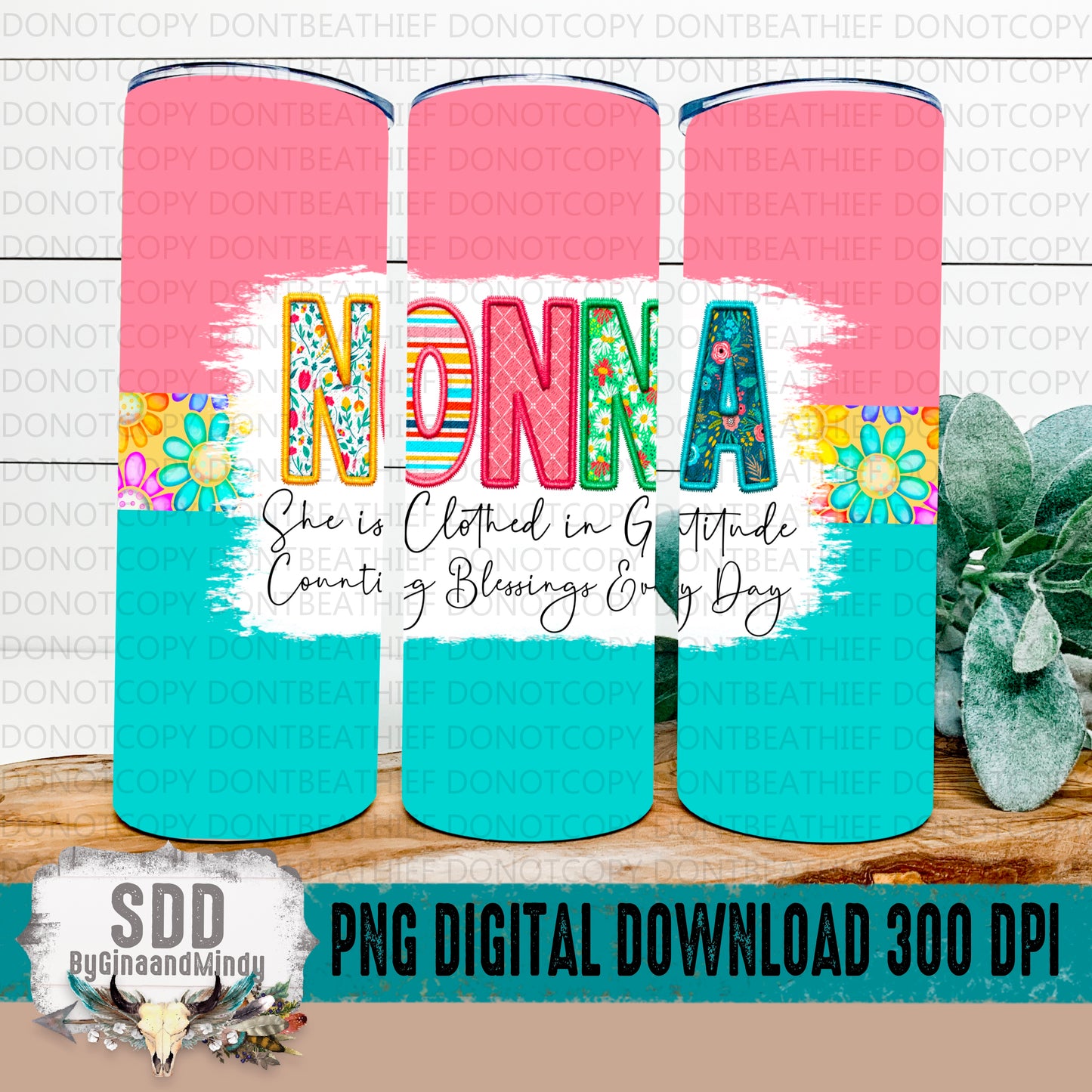 Nonna Spring Floral 20 oz Tumbler Digital Design