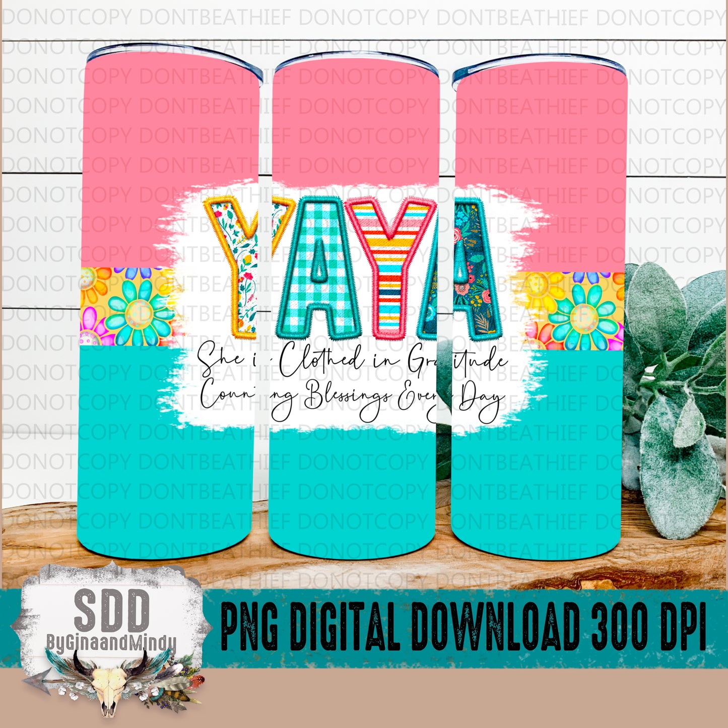 Yaya Spring Floral 20 oz Tumbler Digital Design