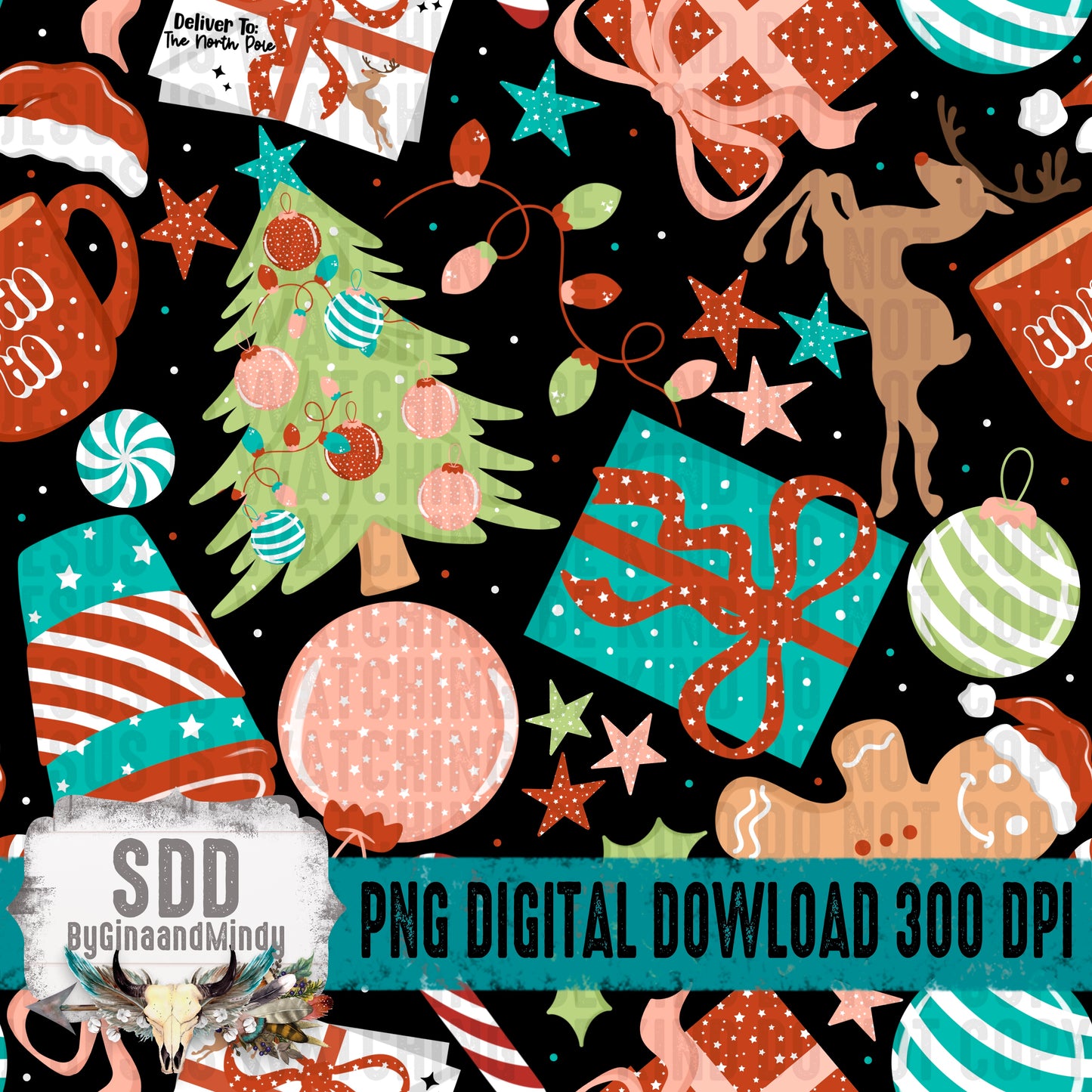 Simple Whimsical Christmas Seamless Bundle