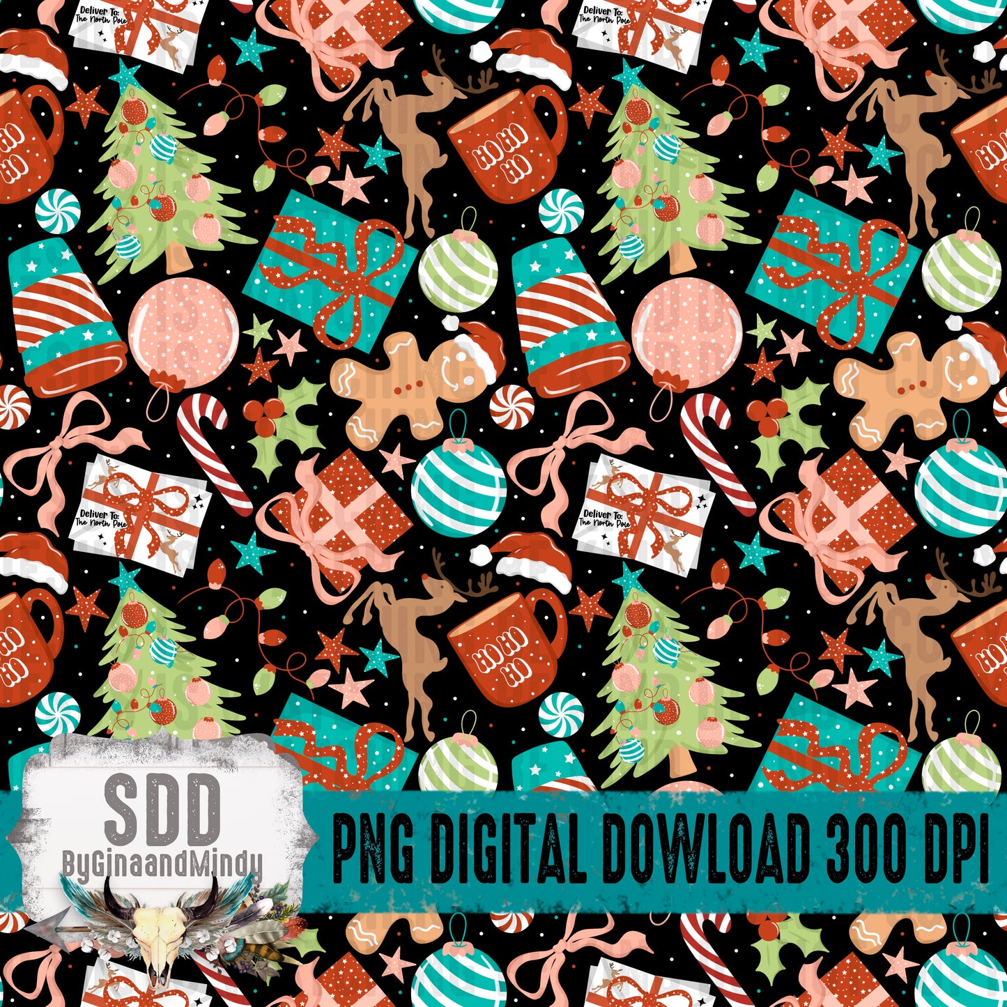 Simple Whimsical Christmas Seamless Bundle