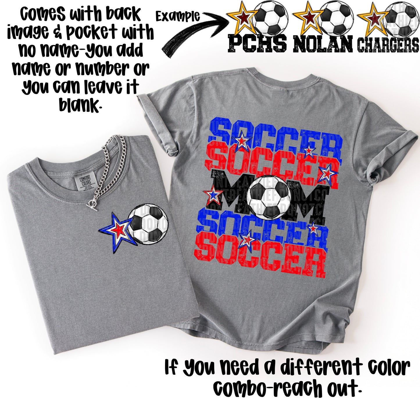 Soccer Mom; Red & Royal Blue