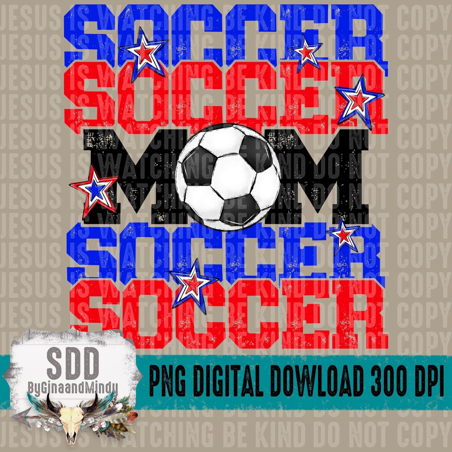 Soccer Mom; Red & Royal Blue