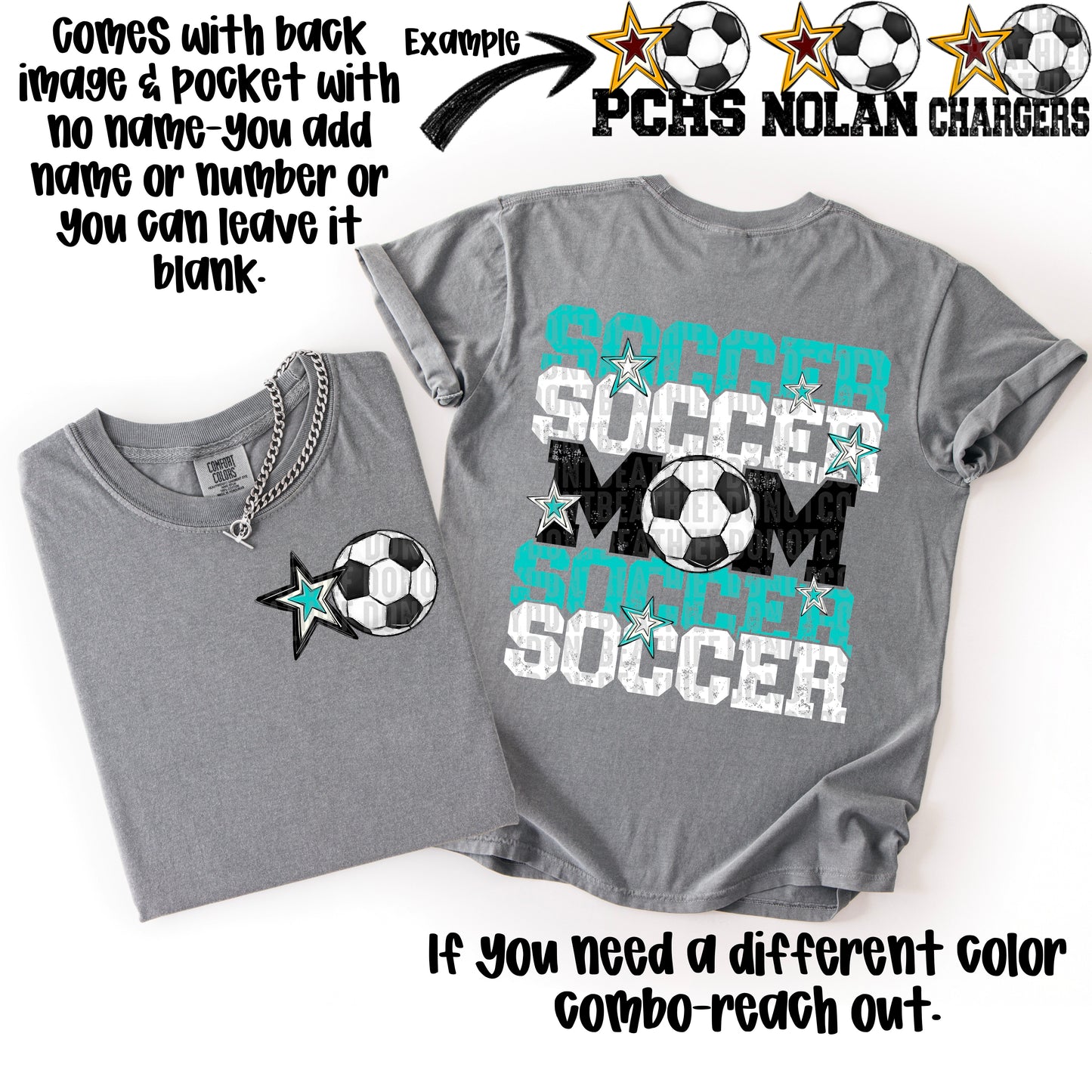 Soccer Mom; Teal & White