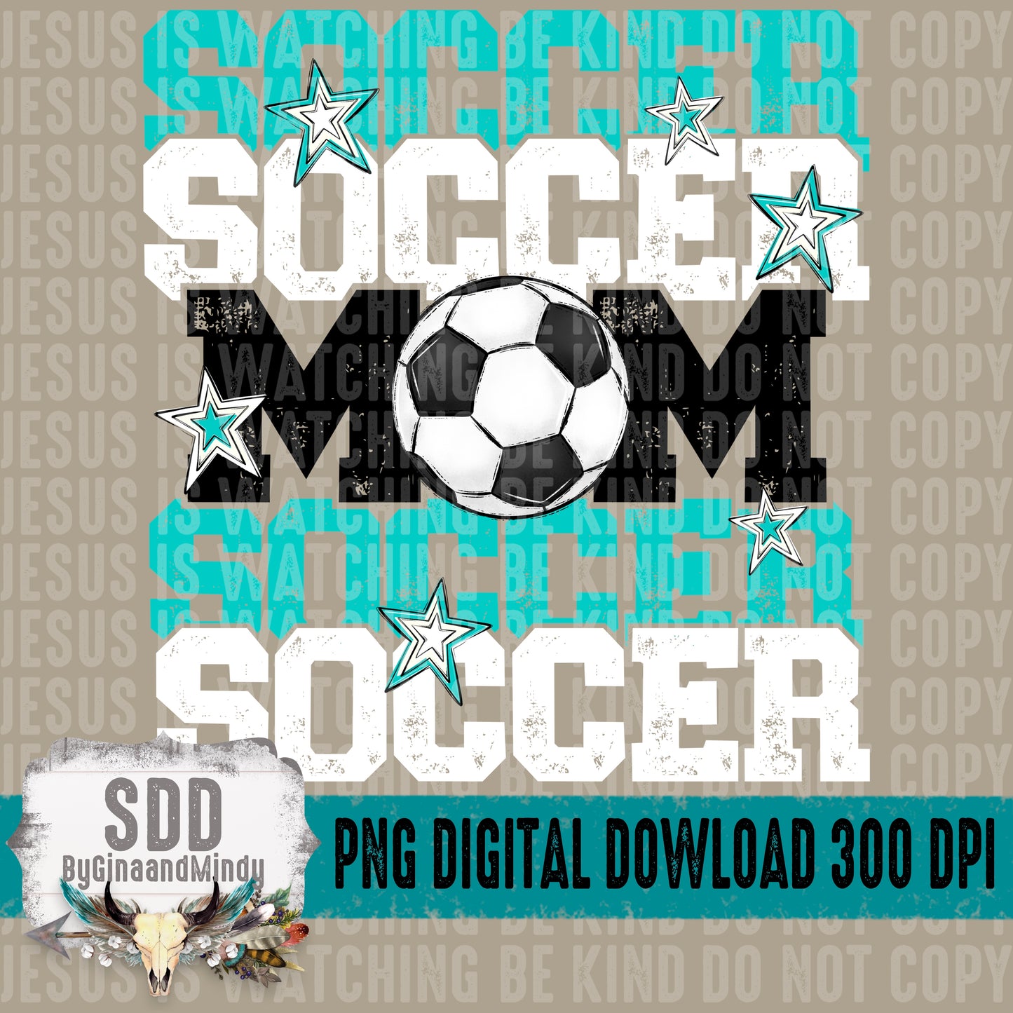 Soccer Mom; Teal & White
