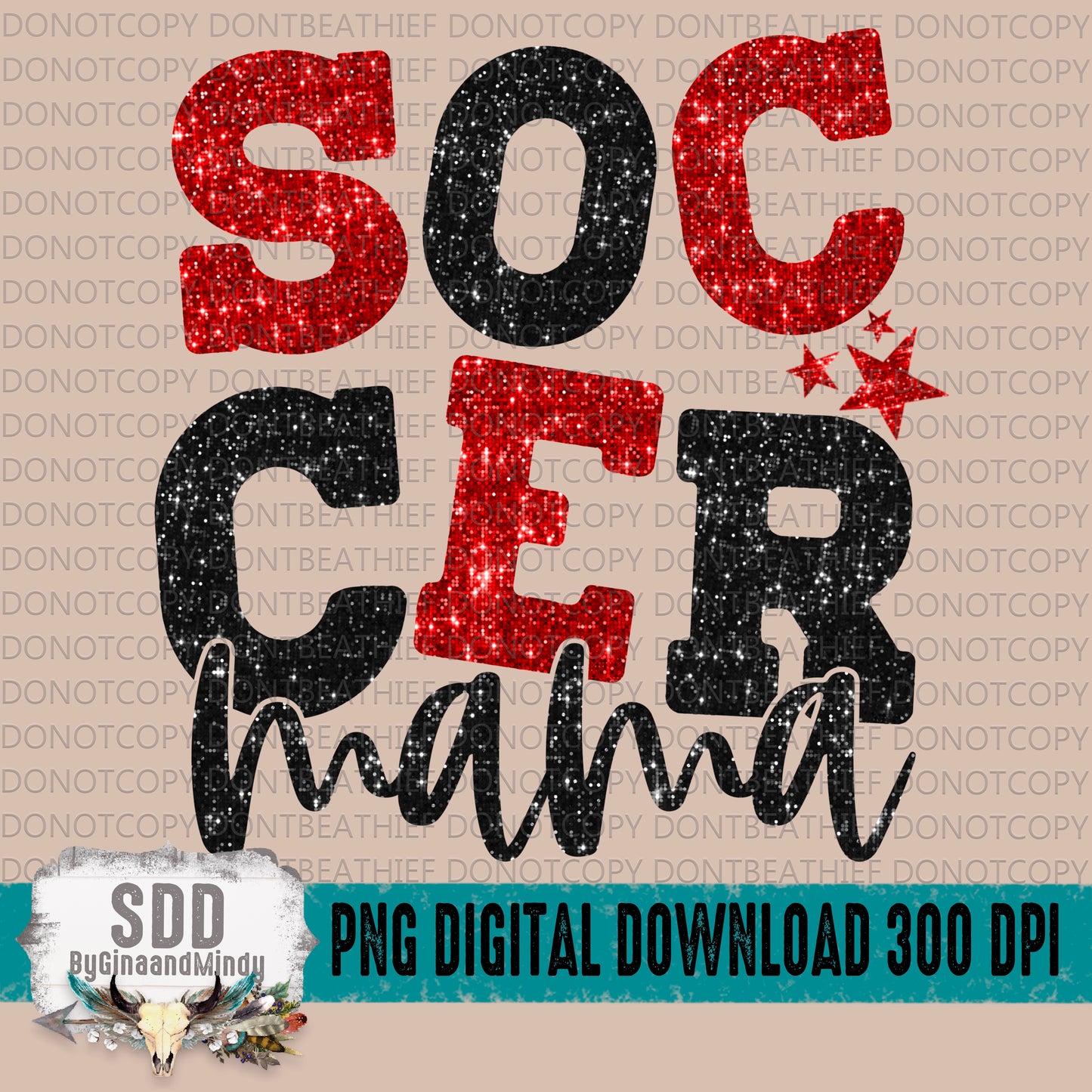 Soccer Mama Bundle With Stars; Black & Red