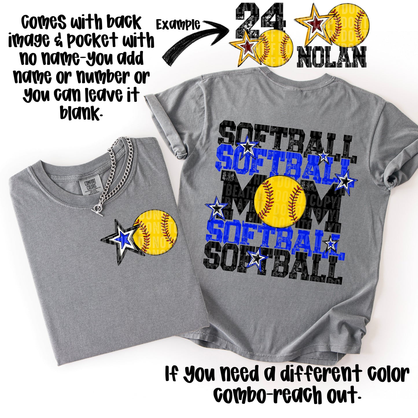 Softball Mom; Royal Blue & Black