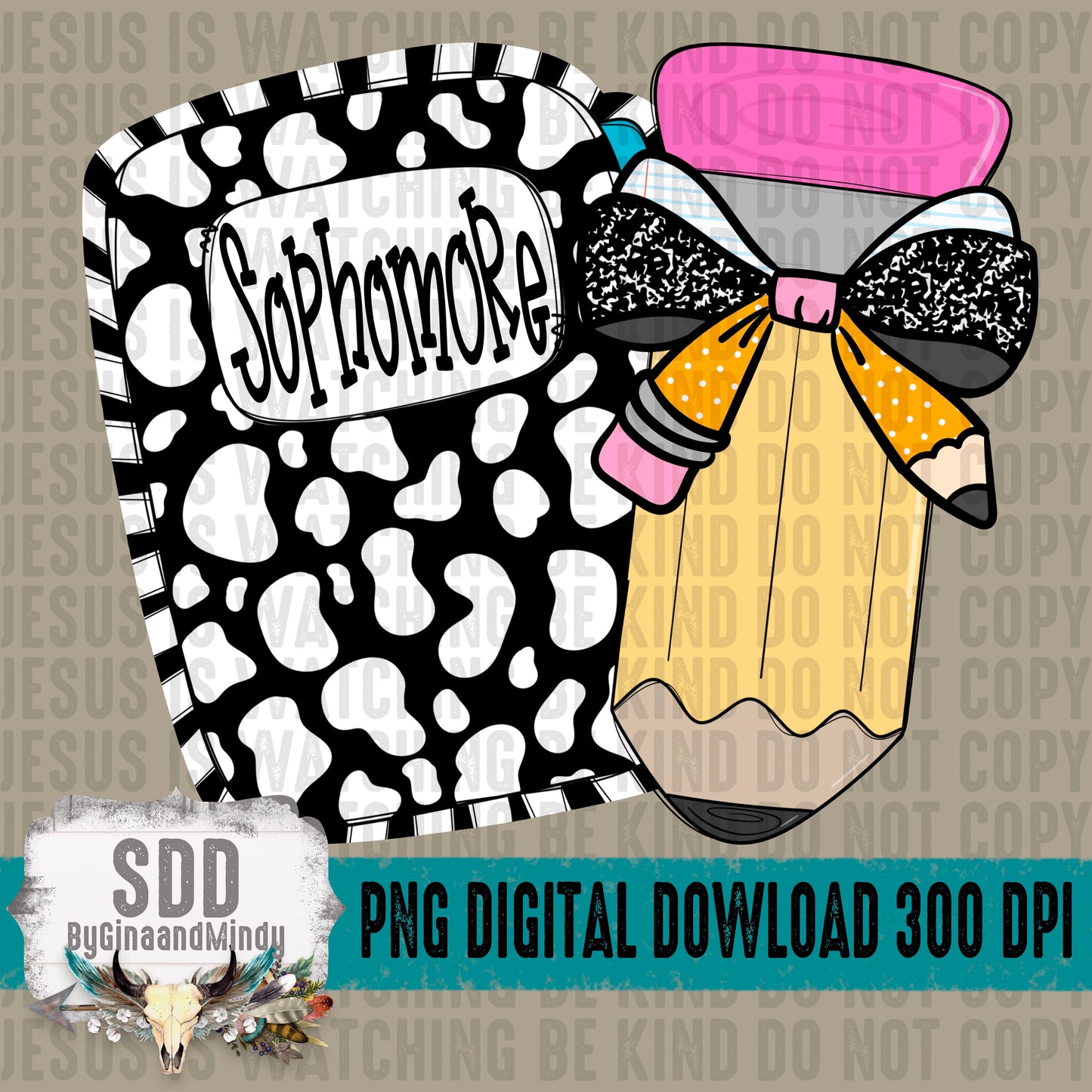 Leopard Pencil Bow; Sophomore