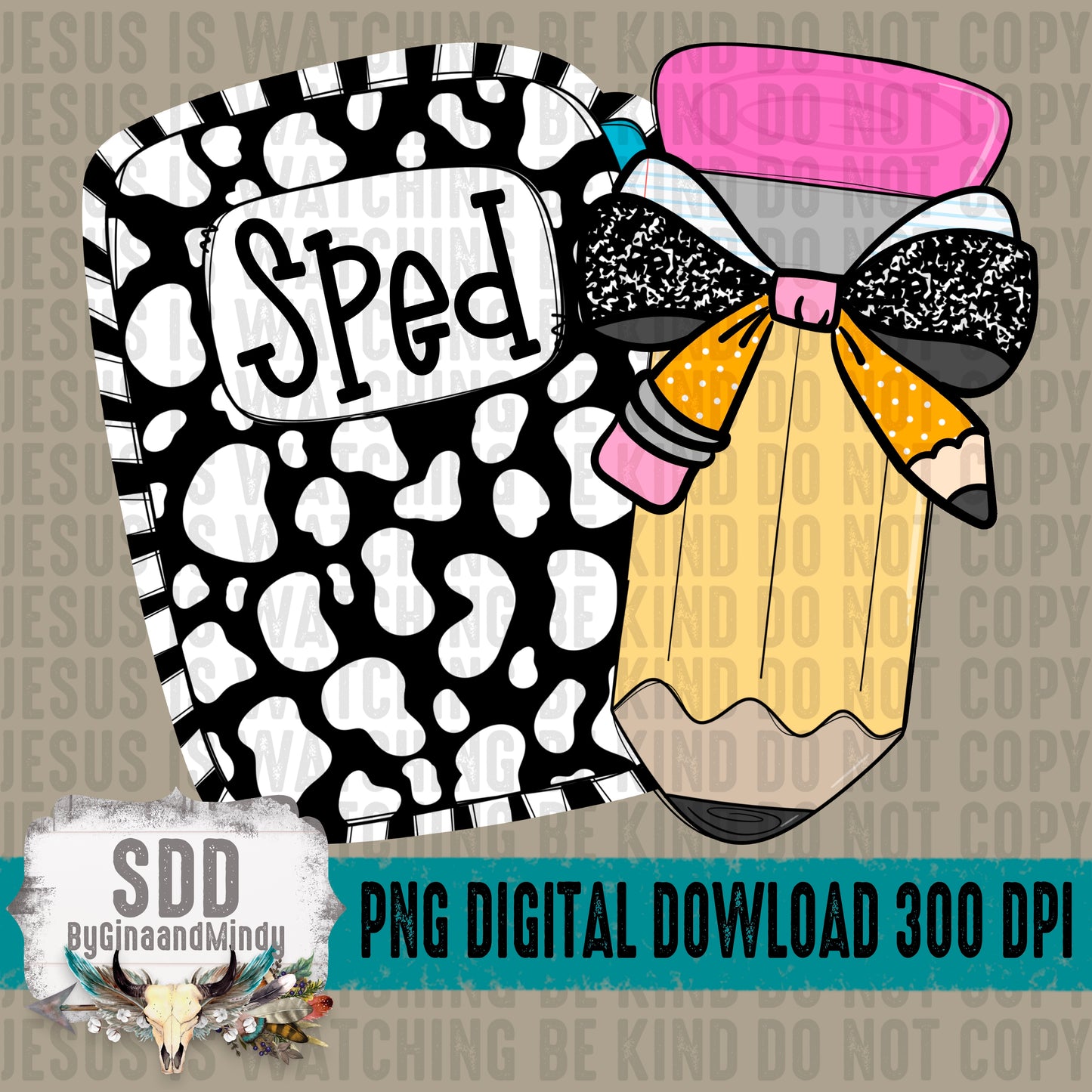 Leopard Pencil Bow; SPED