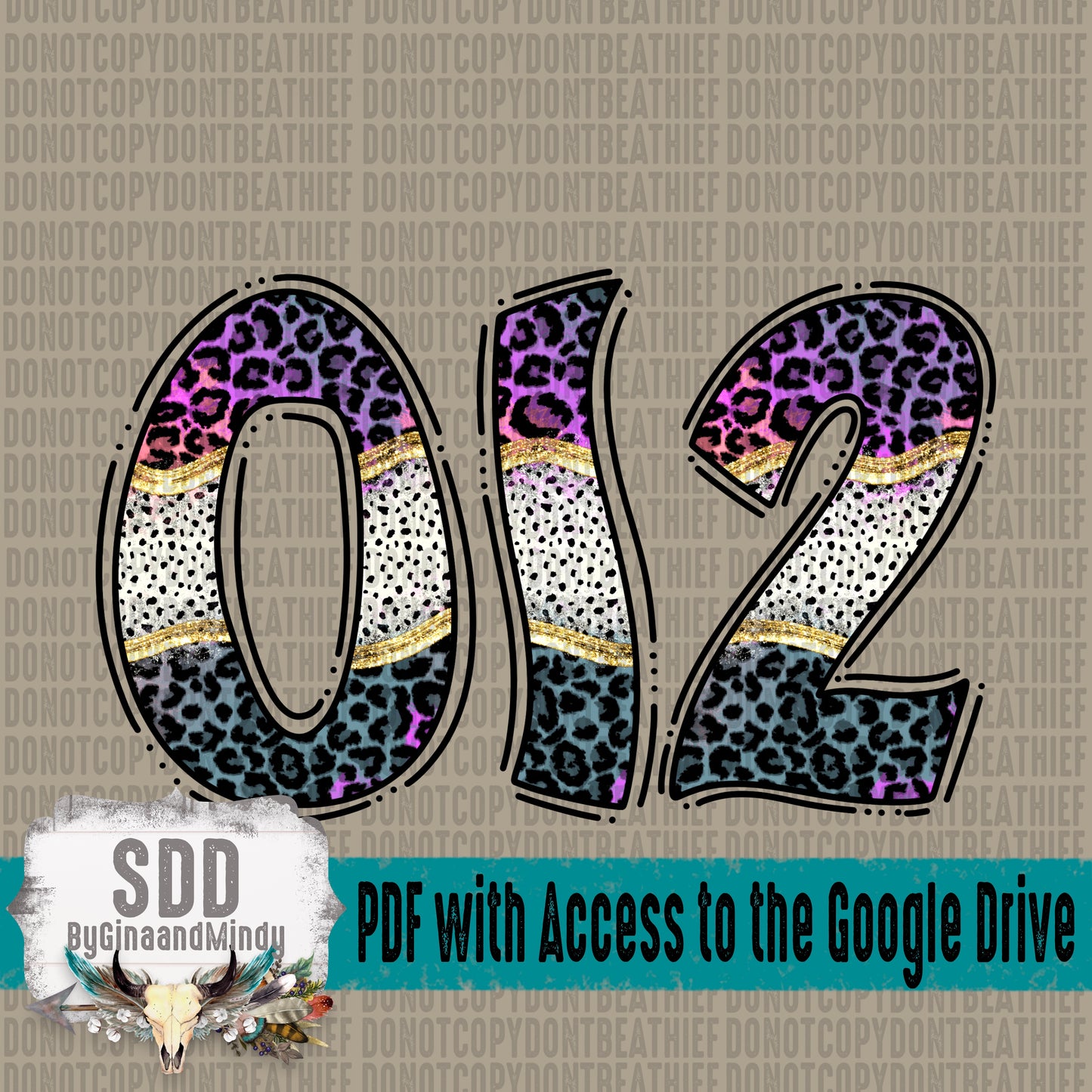 Split Leopard With Dotties Doodle Alpha Set (1 Set Uppercase & Lowercase, 0-9, + Special Characters)