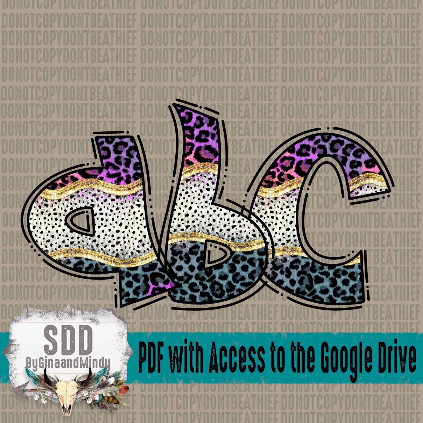 Split Leopard With Dotties Doodle Alpha Set (1 Set Uppercase & Lowercase, 0-9, + Special Characters)