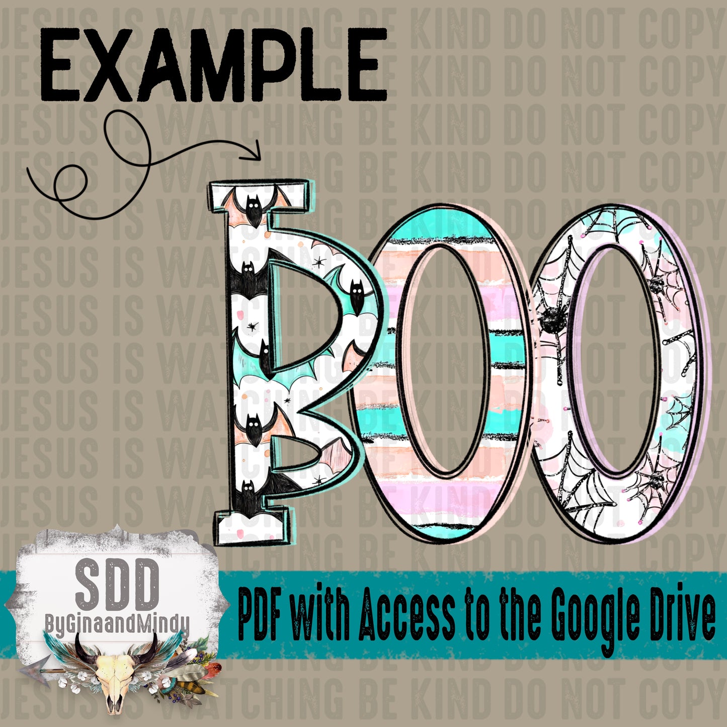 Spooky Pastel Doodle Alpha (6 Sets Uppercase & Lowercase, 0-9, + Special Characters)