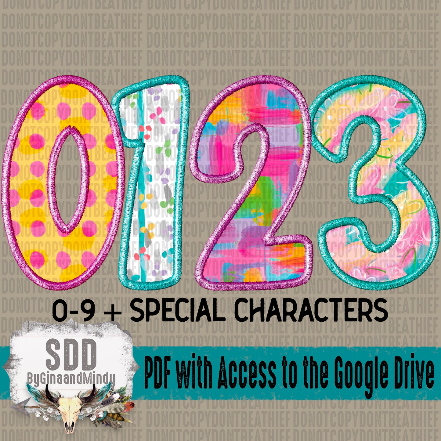 Spring Messy Stitched Alpha Set (4 Sets Uppercase & Lowercase, 0-9, + Special Characters)