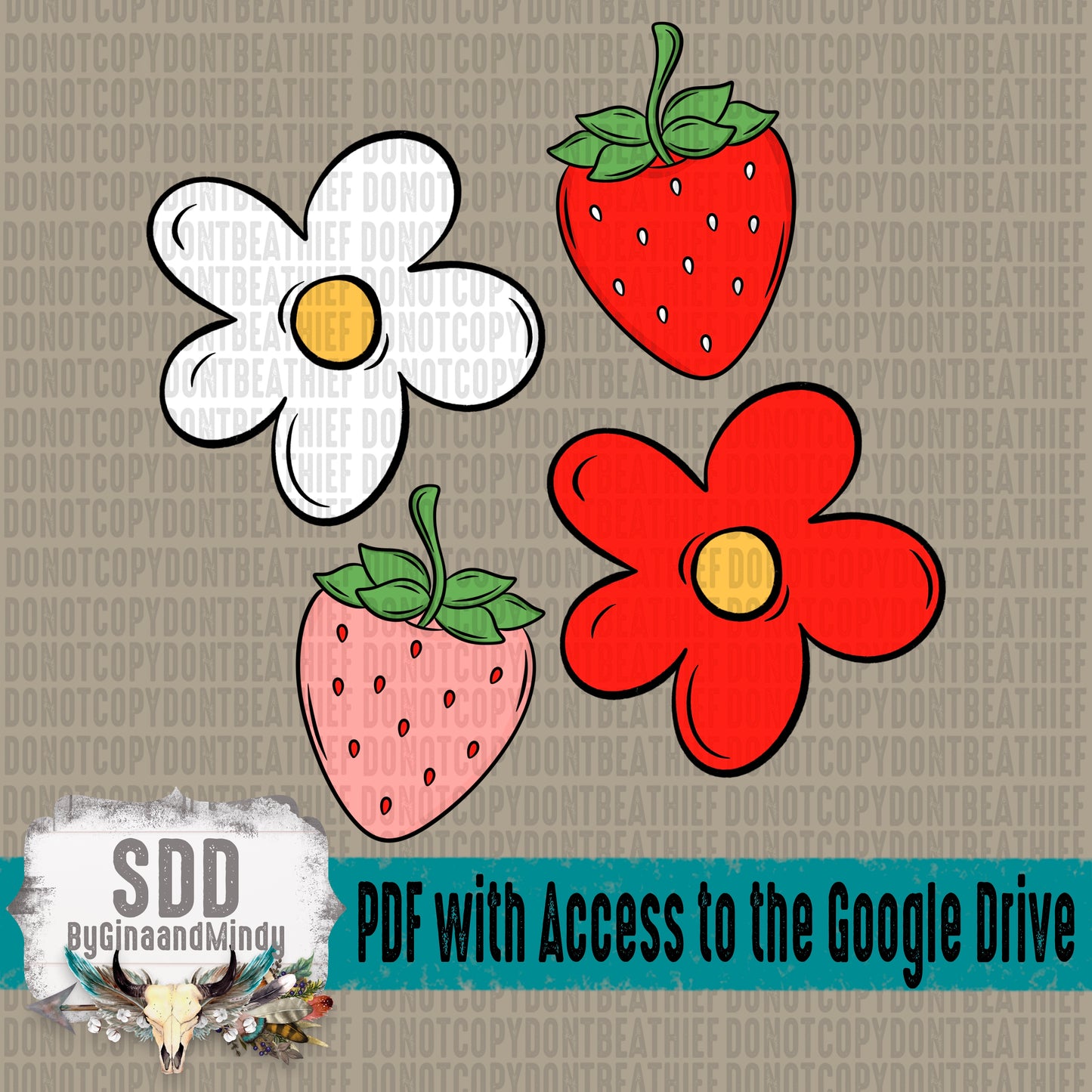 Summer Strawberry Accent Doodle Alpha Set (5 Set Uppercase & Lowercase, 0-9, + Special Characters)