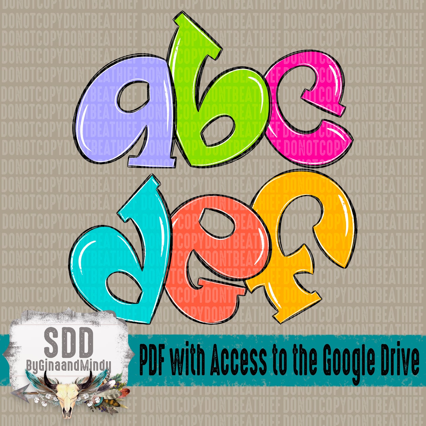 Summer Days Doodle Alpha Set (6 Set Uppercase & Lowercase, 0-9, + Special Characters)