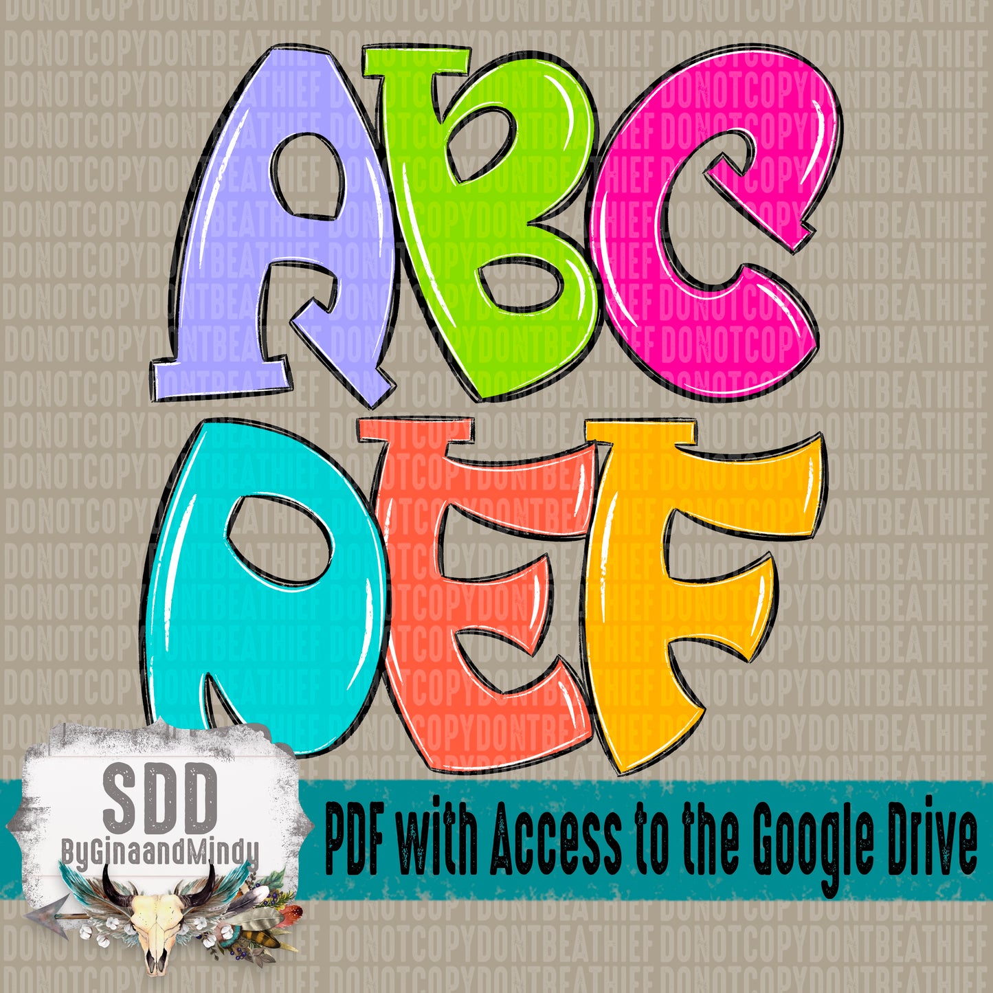 Summer Days Doodle Alpha Set (6 Set Uppercase & Lowercase, 0-9, + Special Characters)