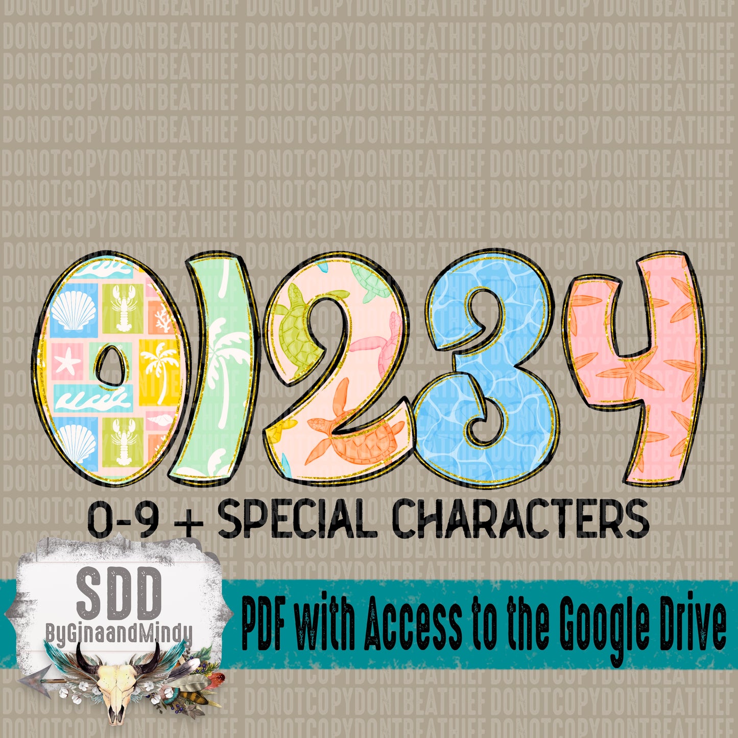 Summer Feels Doodle Alpha Set (5 Set Uppercase & Lowercase, 0-9, + Special Characters)