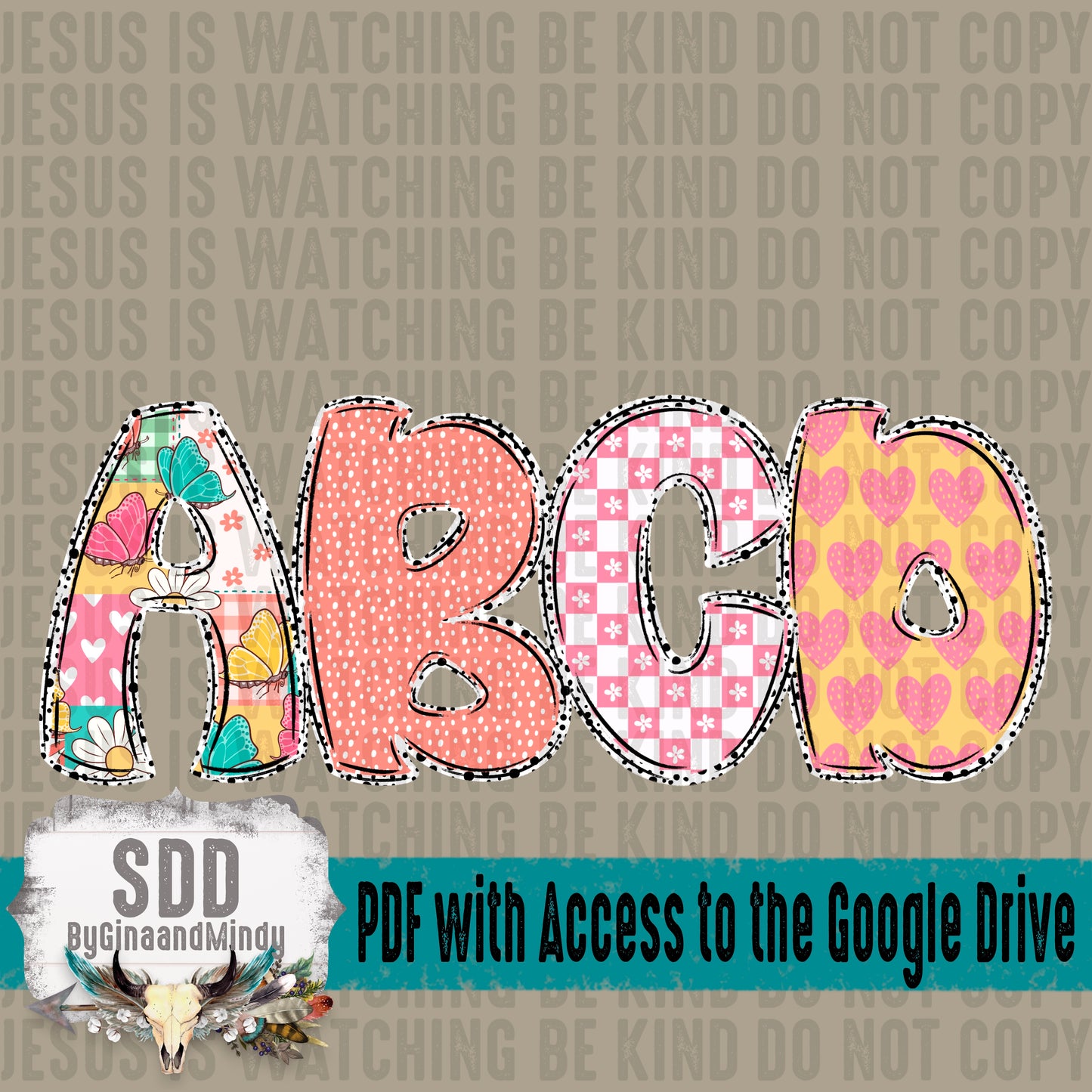Summer Patches & Doodle Alpha (4 Set Uppercase & Lowercase, 0-9, + Special Characters)