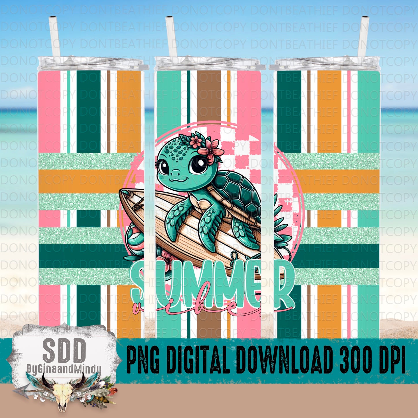 Summer Vibes Turtle 20 oz Tumbler Wrap