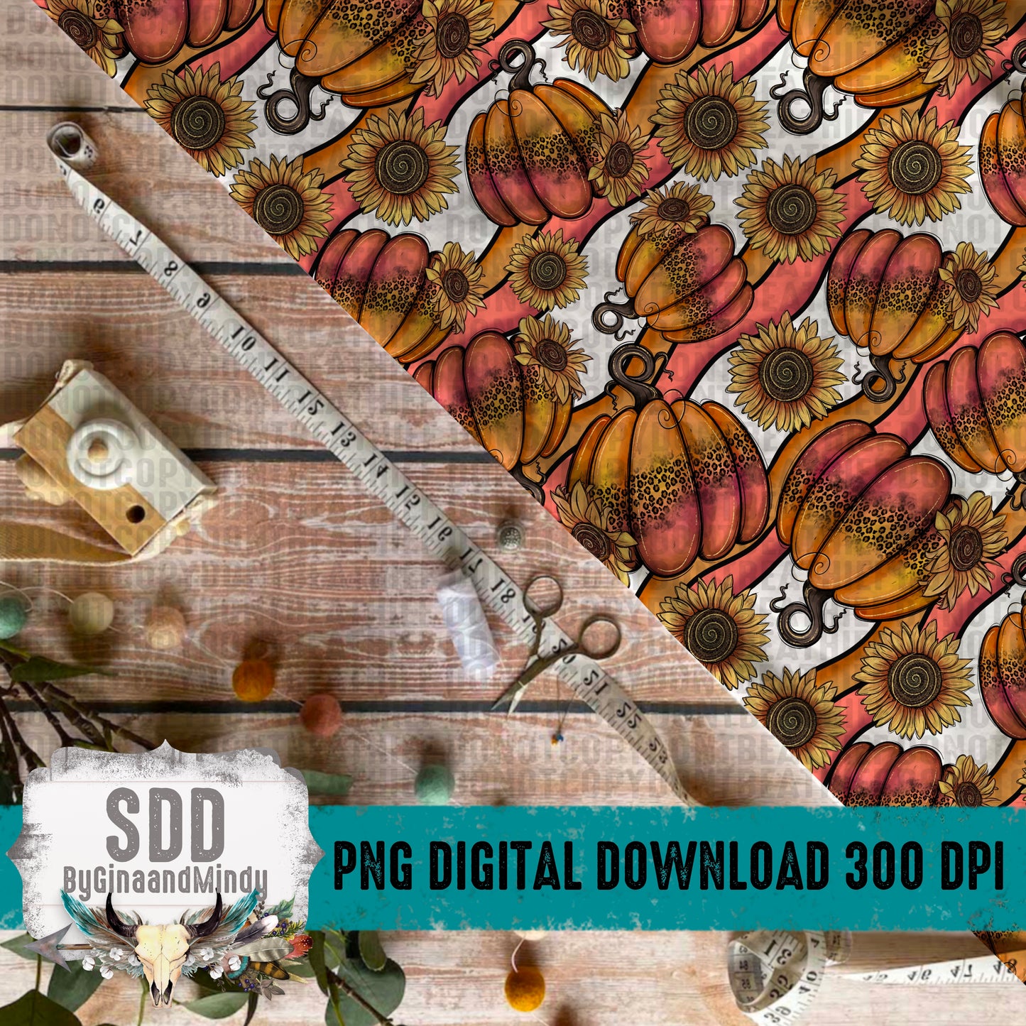 Sunflower Leopard Pumpkin Seamless