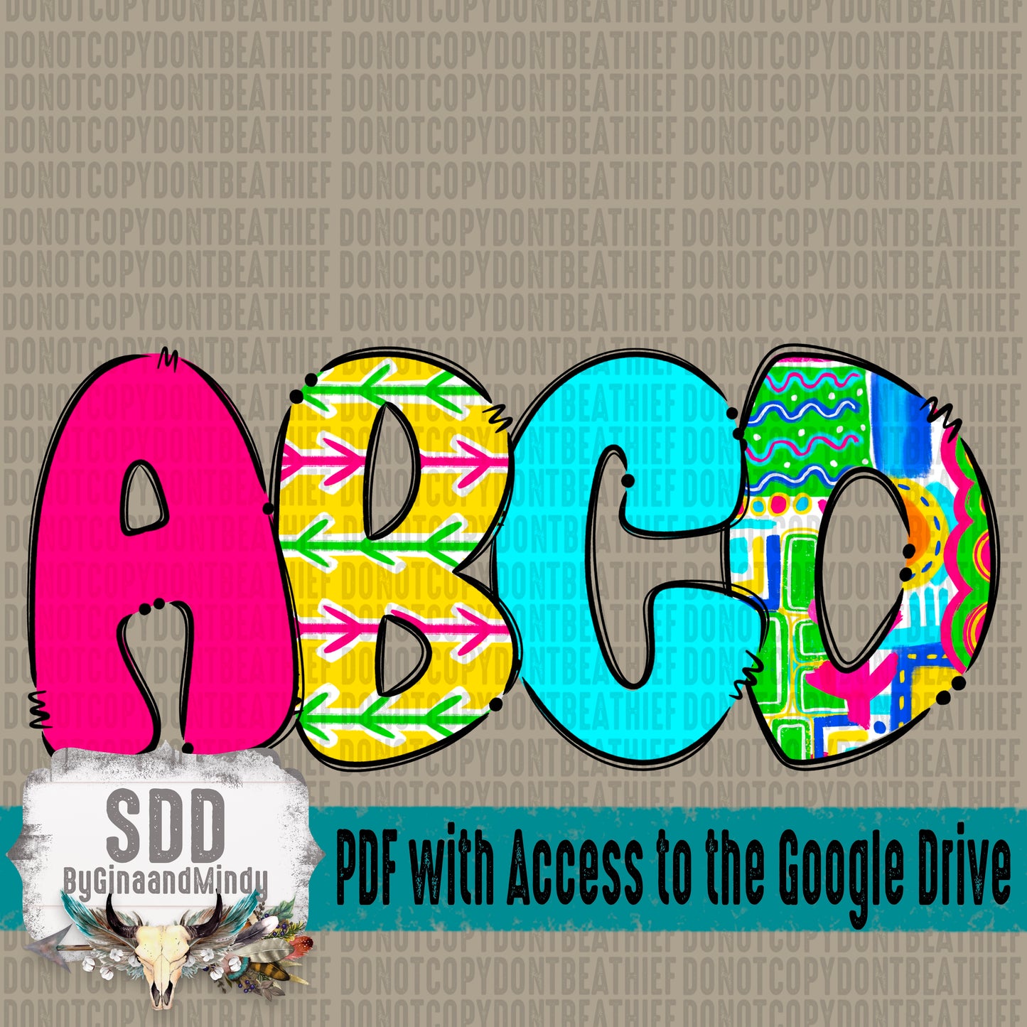 Sunny Days Doodle Alpha Set (4 Set Uppercase & Lowercase, 0-9, + Special Characters)