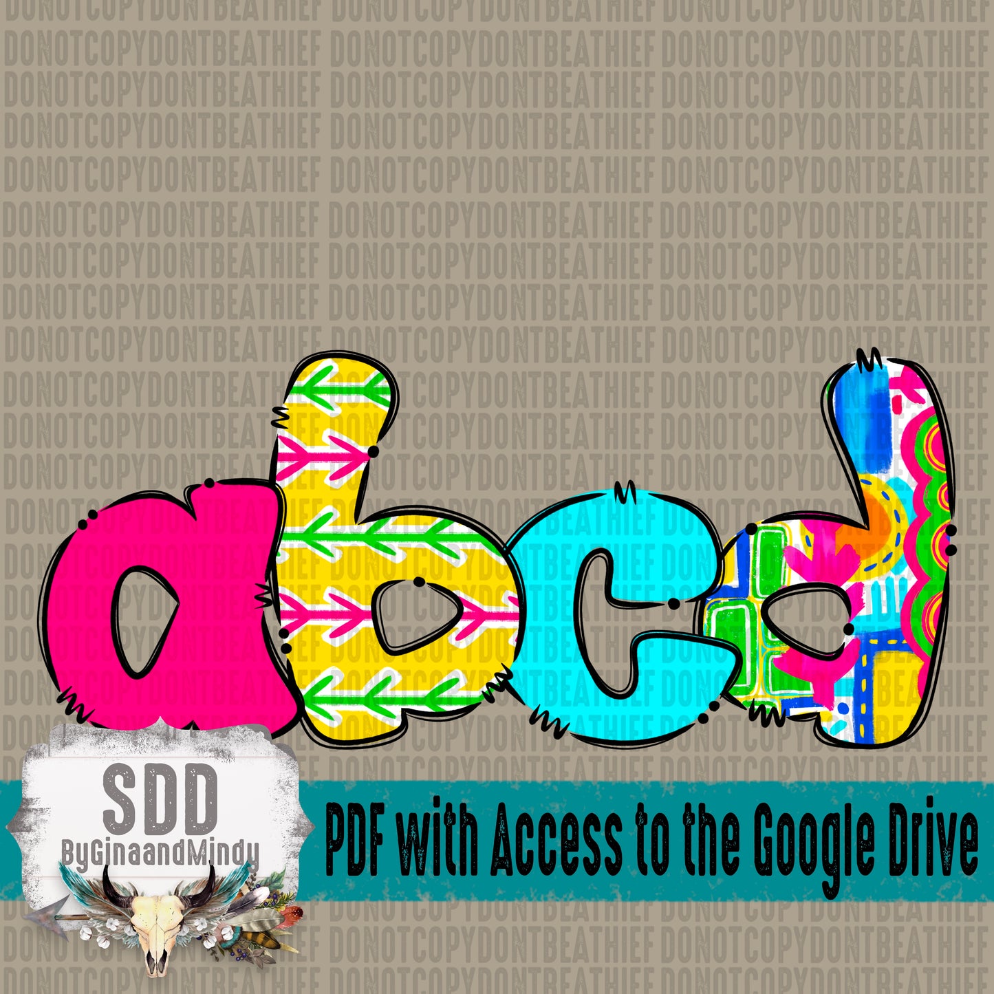 Sunny Days Doodle Alpha Set (4 Set Uppercase & Lowercase, 0-9, + Special Characters)