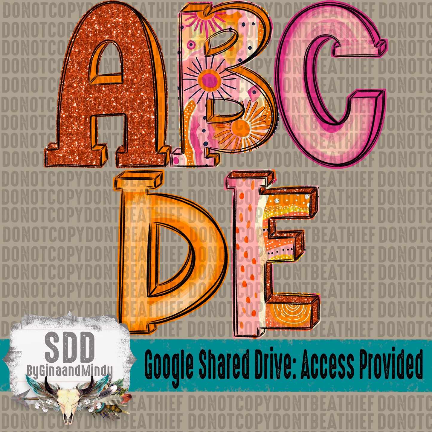 Sunshine Blocks Doodle Letters (Uppercase & Lowercase ONLY; 5 sets)