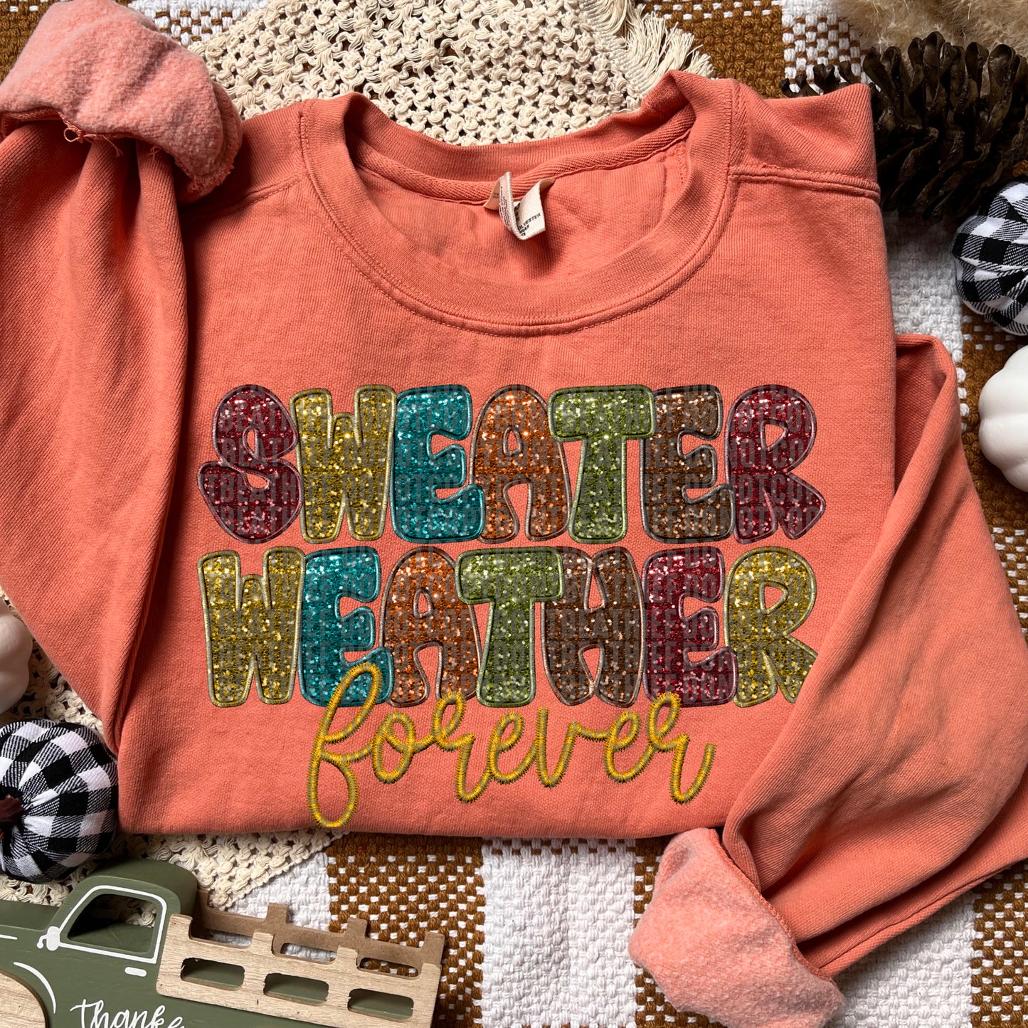 Sweater Weather Forever Faux Embroidery