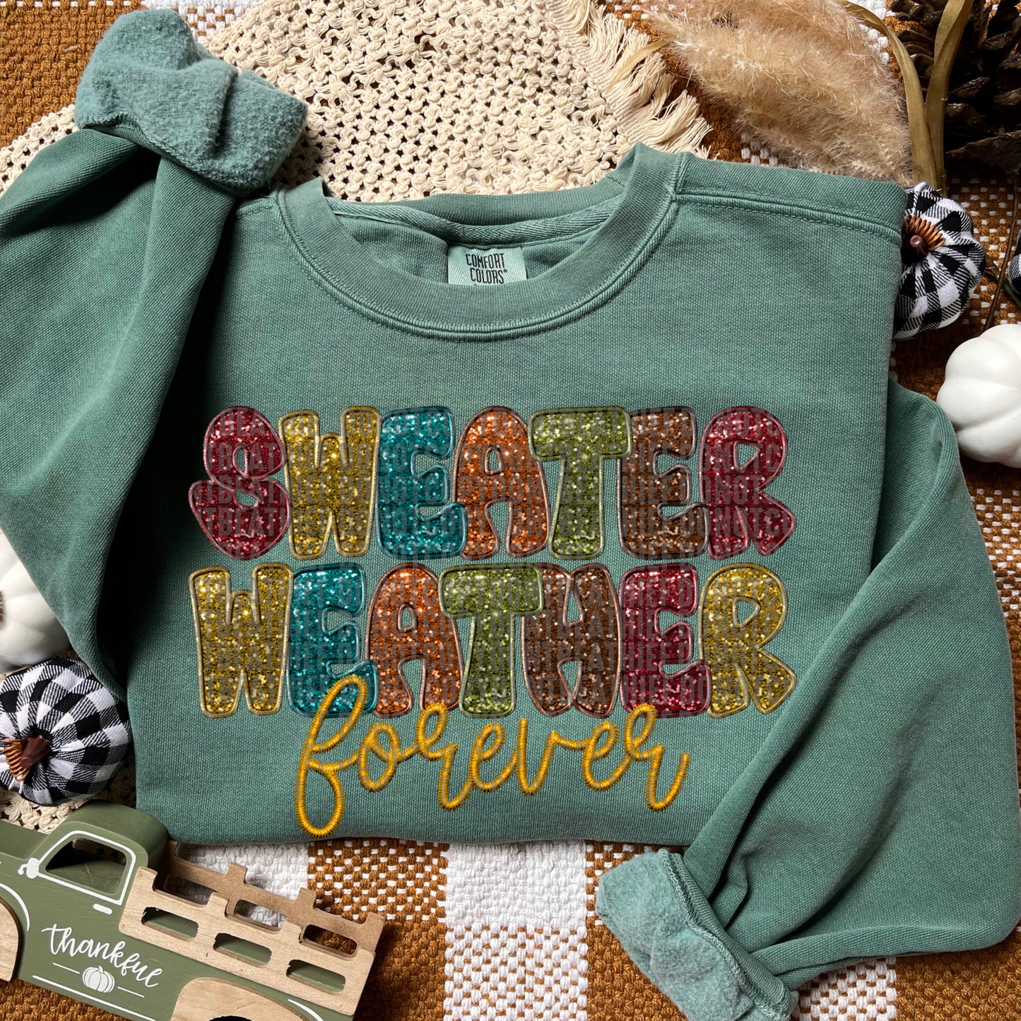 Sweater Weather Forever Faux Embroidery