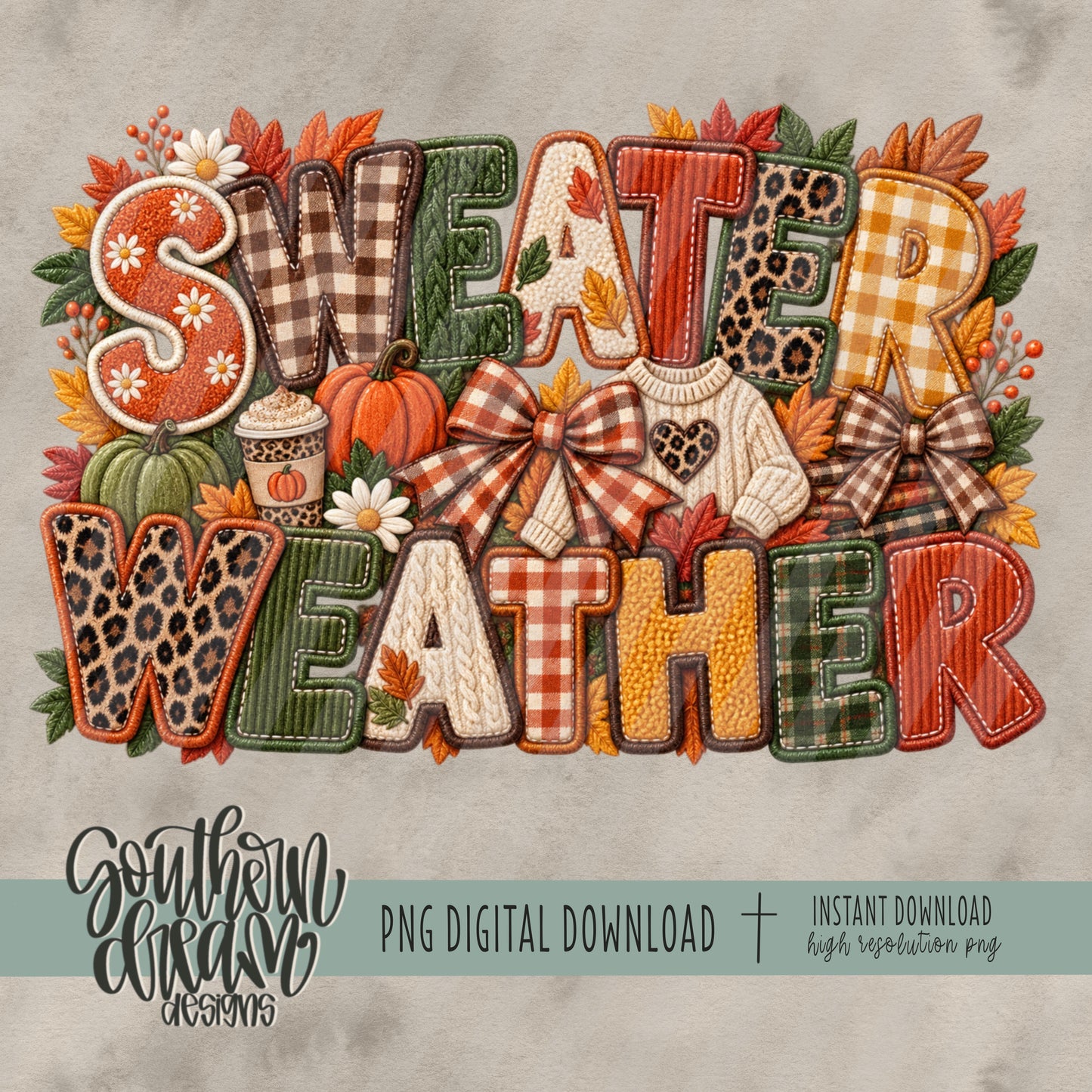 Sweater Weather Fall Faux Embroidery