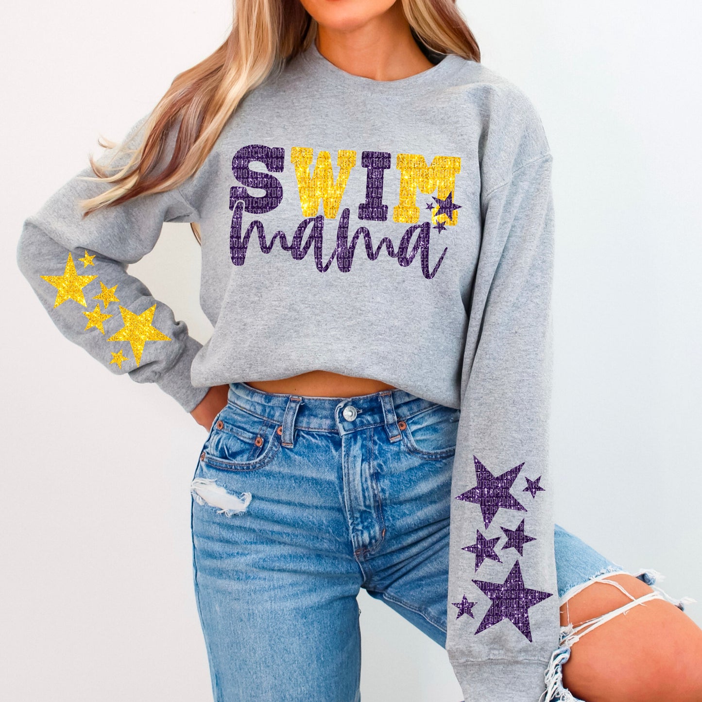 Swim Mama Bundle With Stars; Purple & Yellow Gold