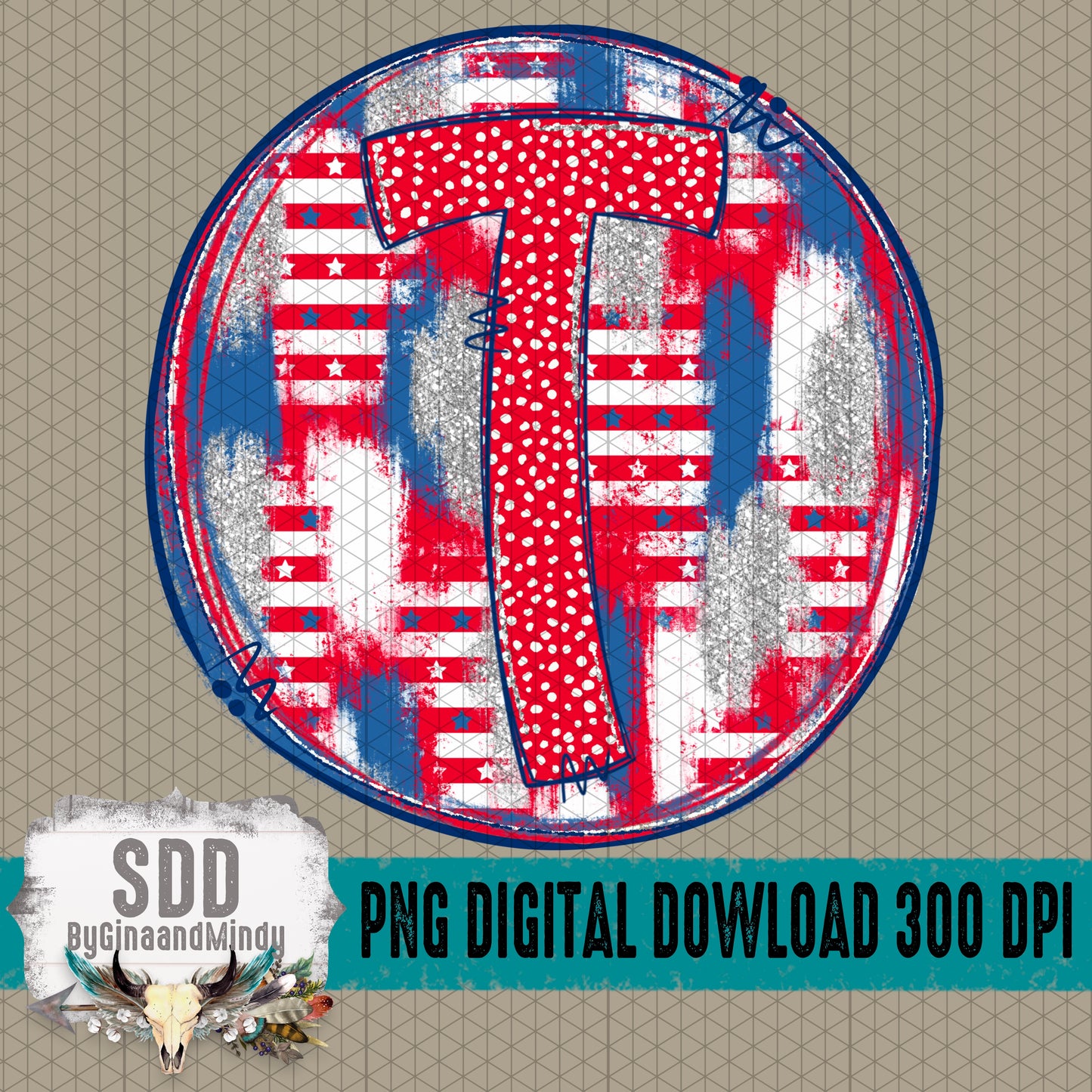 Patriotic Brush Strokes Circle DIY/Personalize; T