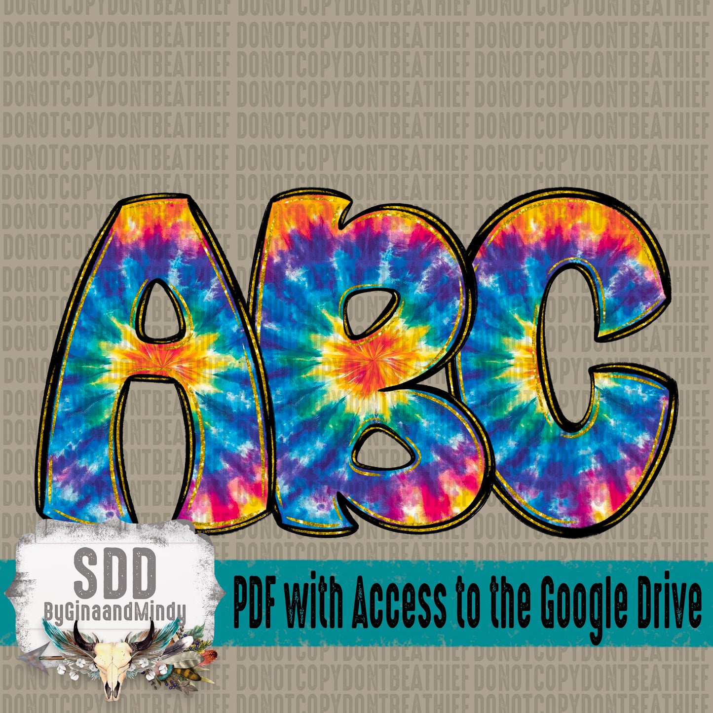 Chunky Tie Dye Doodle Alpha Set (1 Set Uppercase & Lowercase, 0-9, + Special Characters)