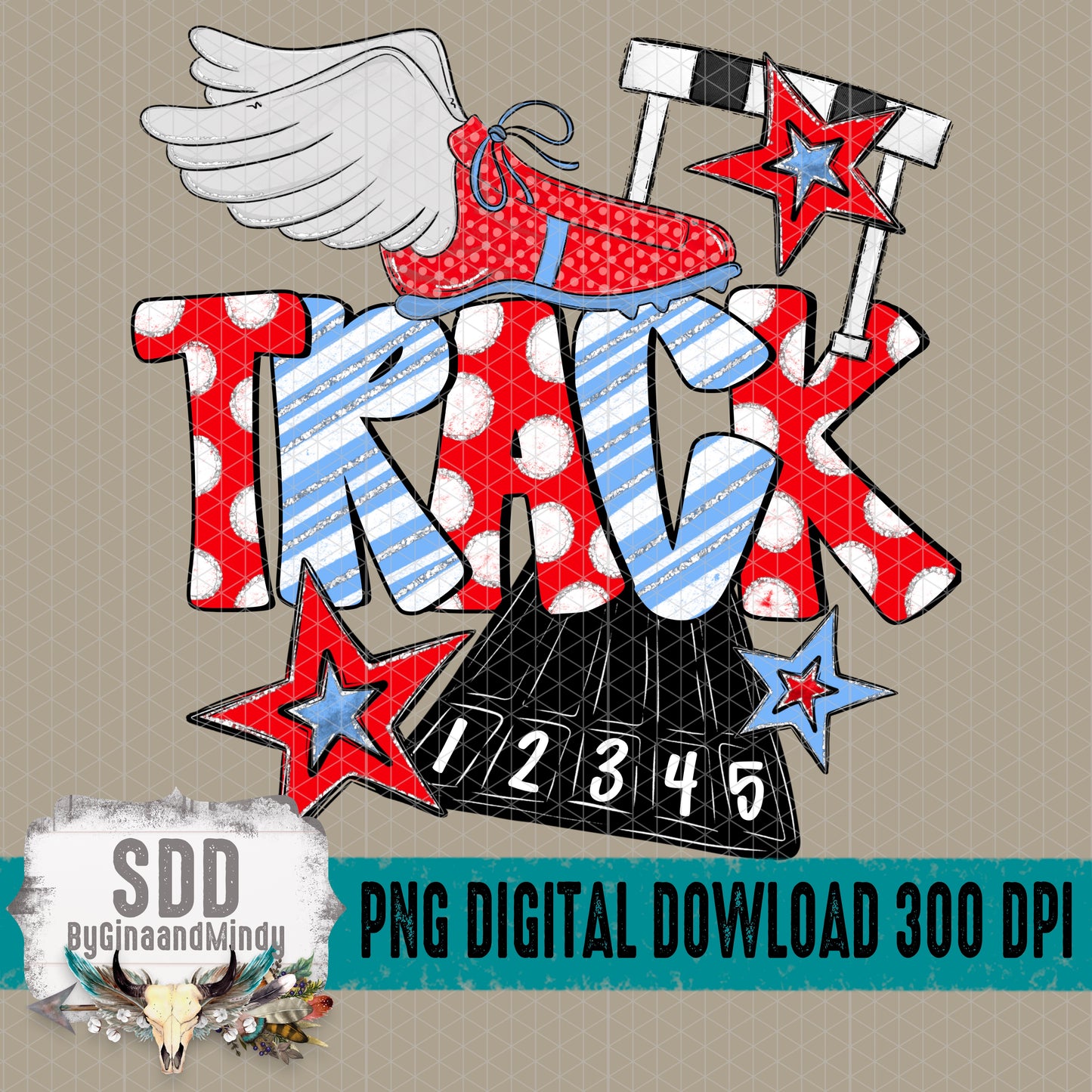 Track Doodle Collection; Columbia Blue and Red