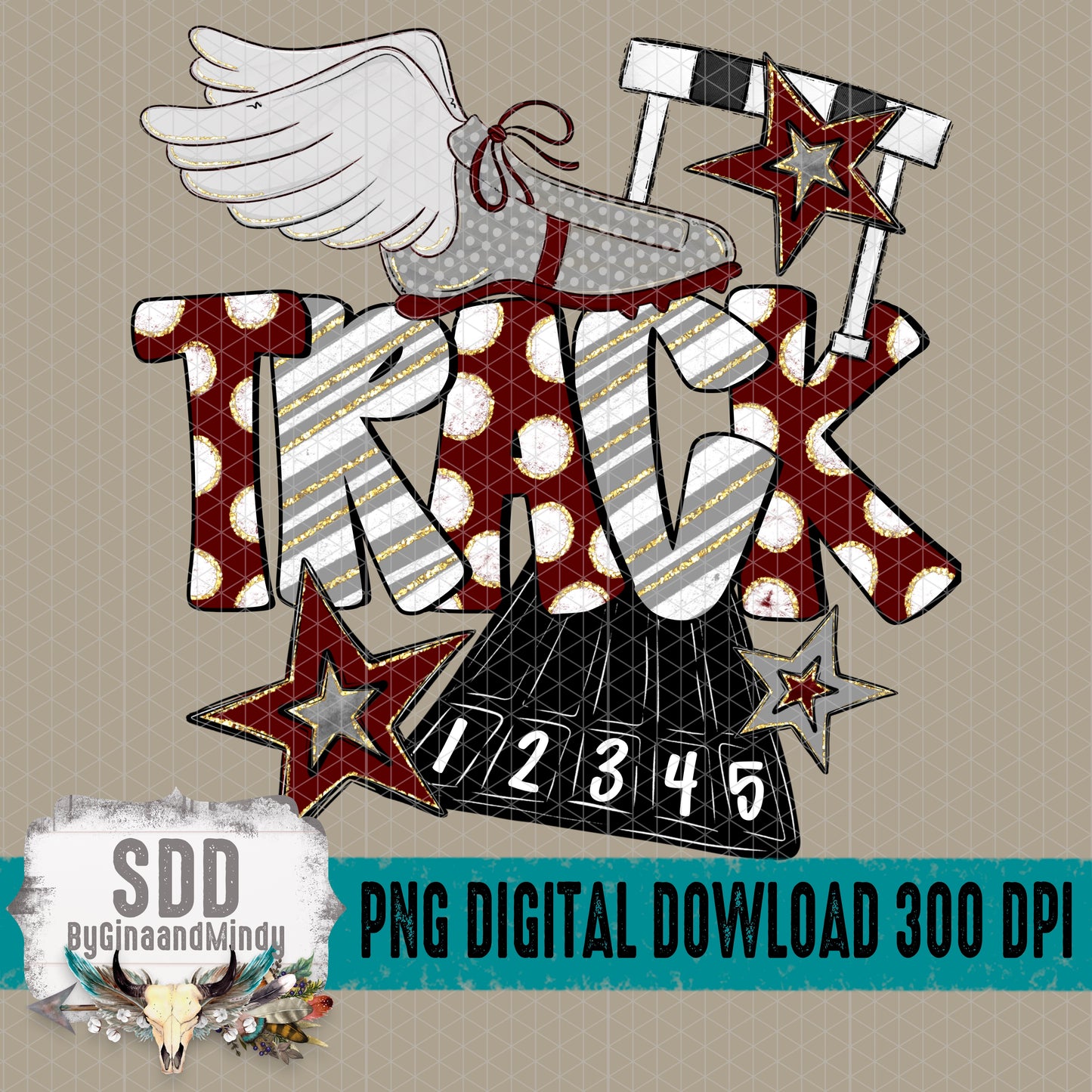 Track Doodle Collection; Maroon and Grey