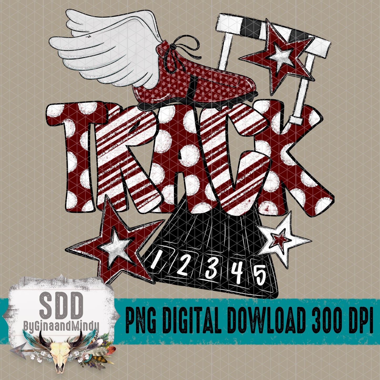 Track Doodle Collection; Maroon and White