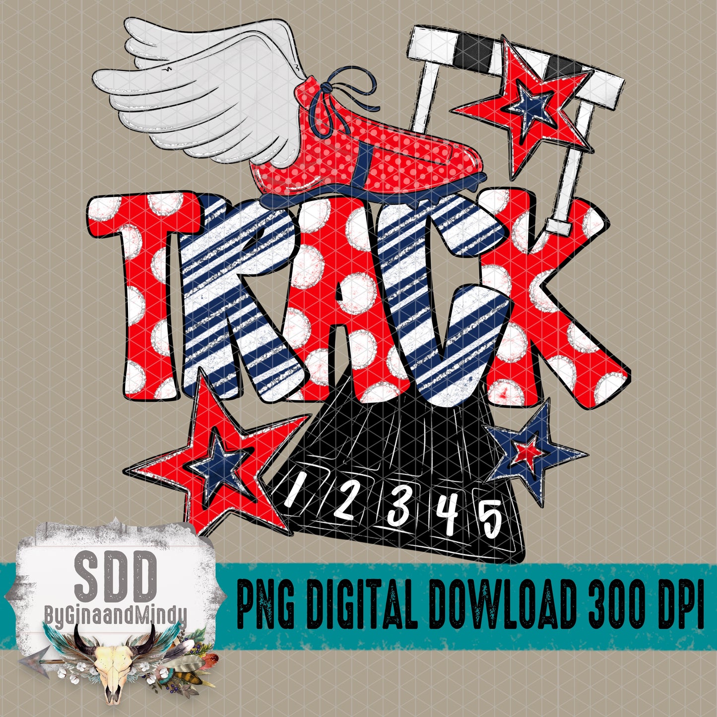 Track Doodle Collection; Navy Blue and Red