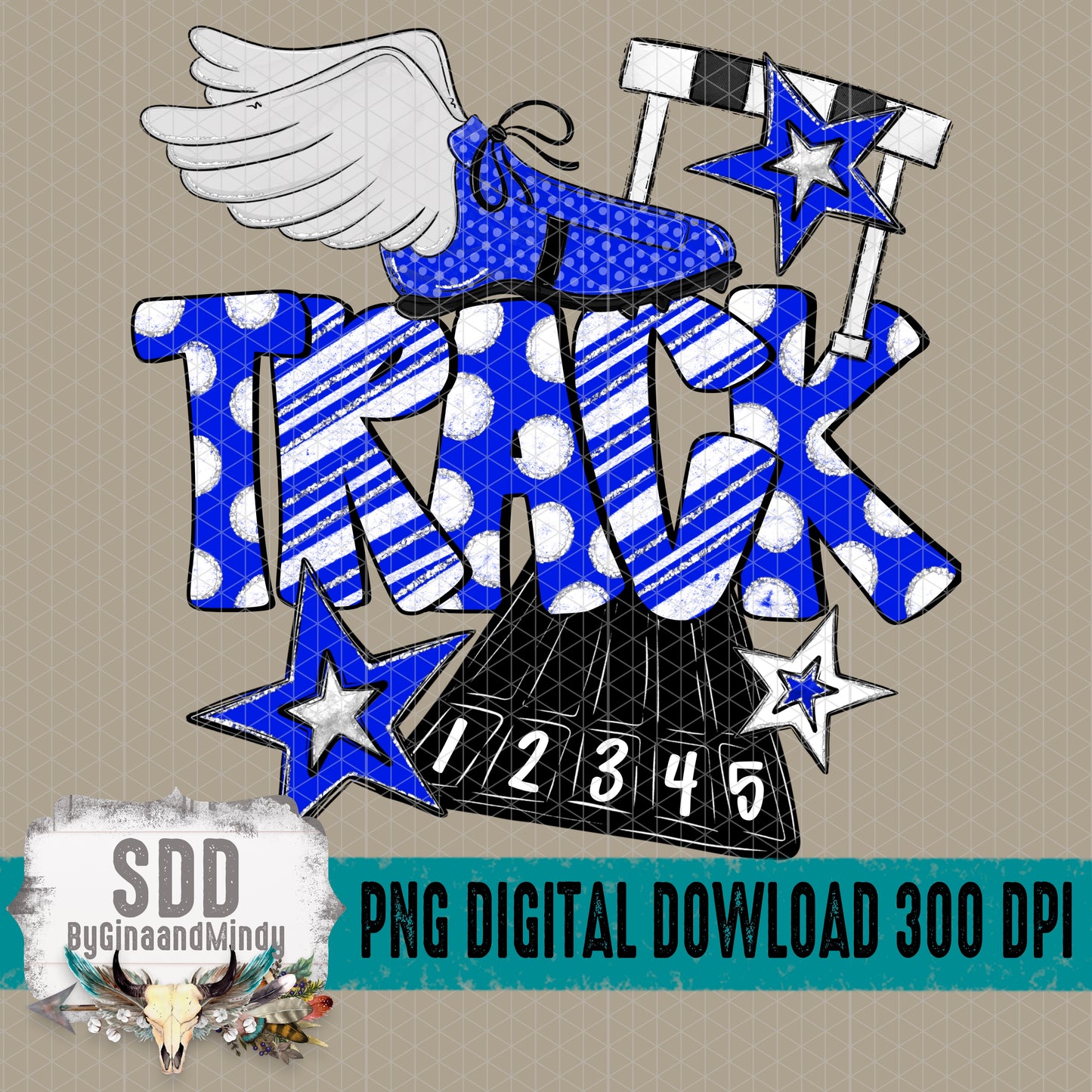 Track Doodle Collection; Royal Blue and White