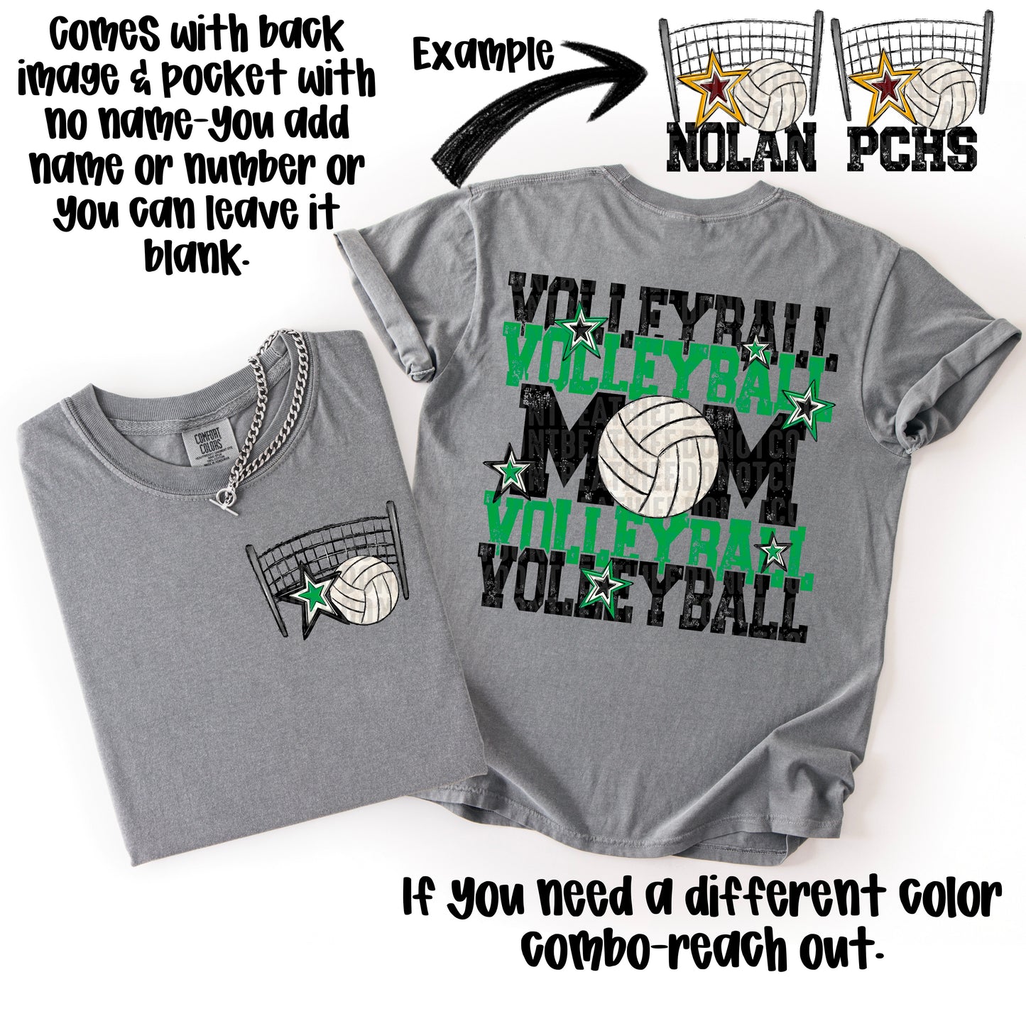 Volleyball Mom; Black & Green