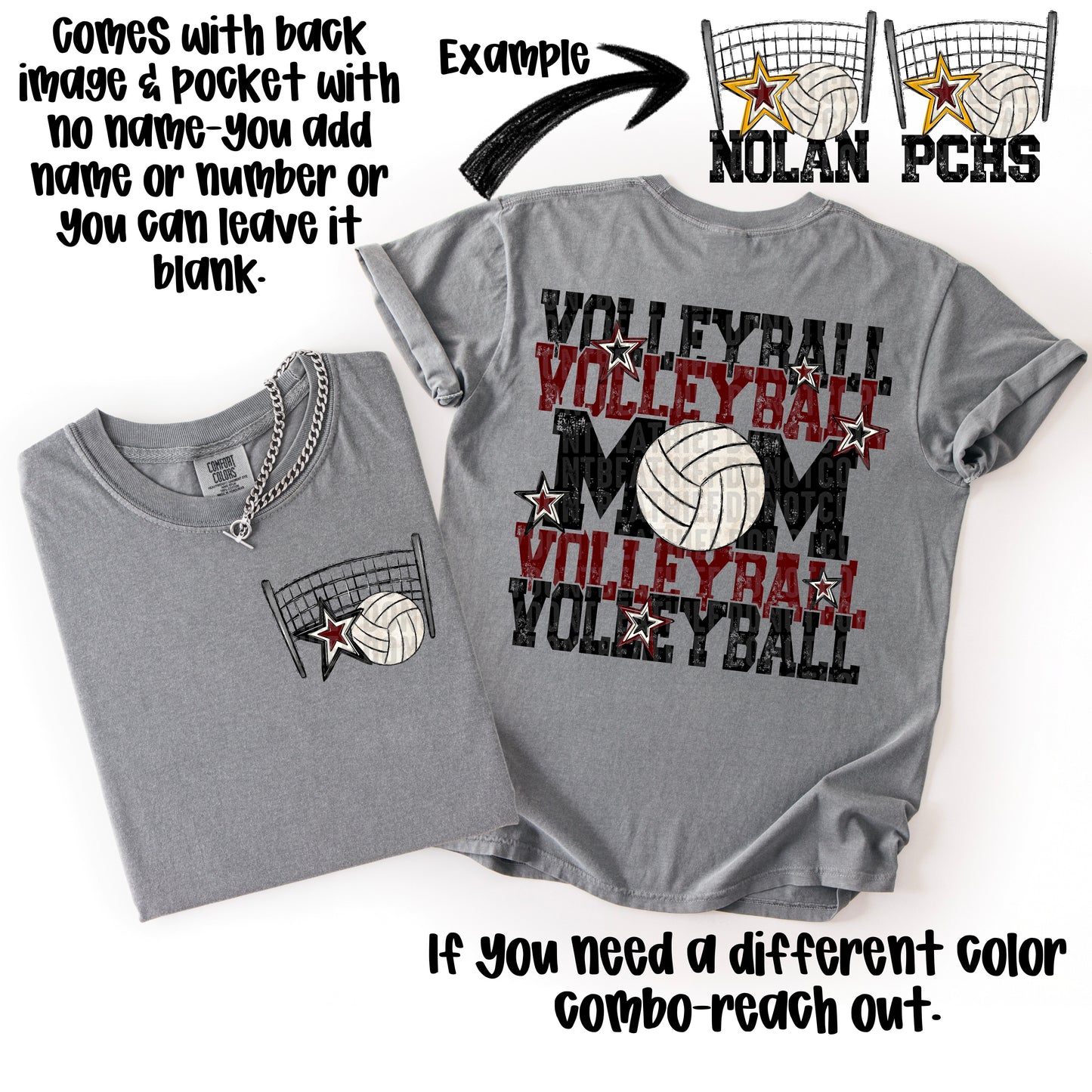 Volleyball Mom; Black & Maroon