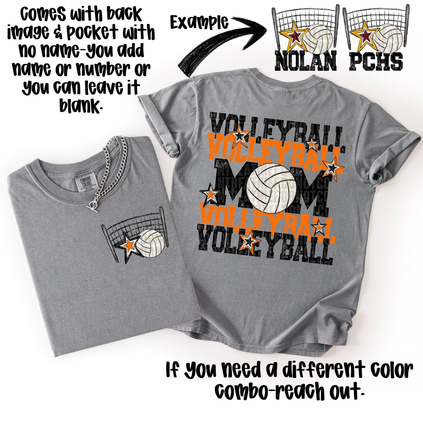 Volleyball Mom; Black & Orange