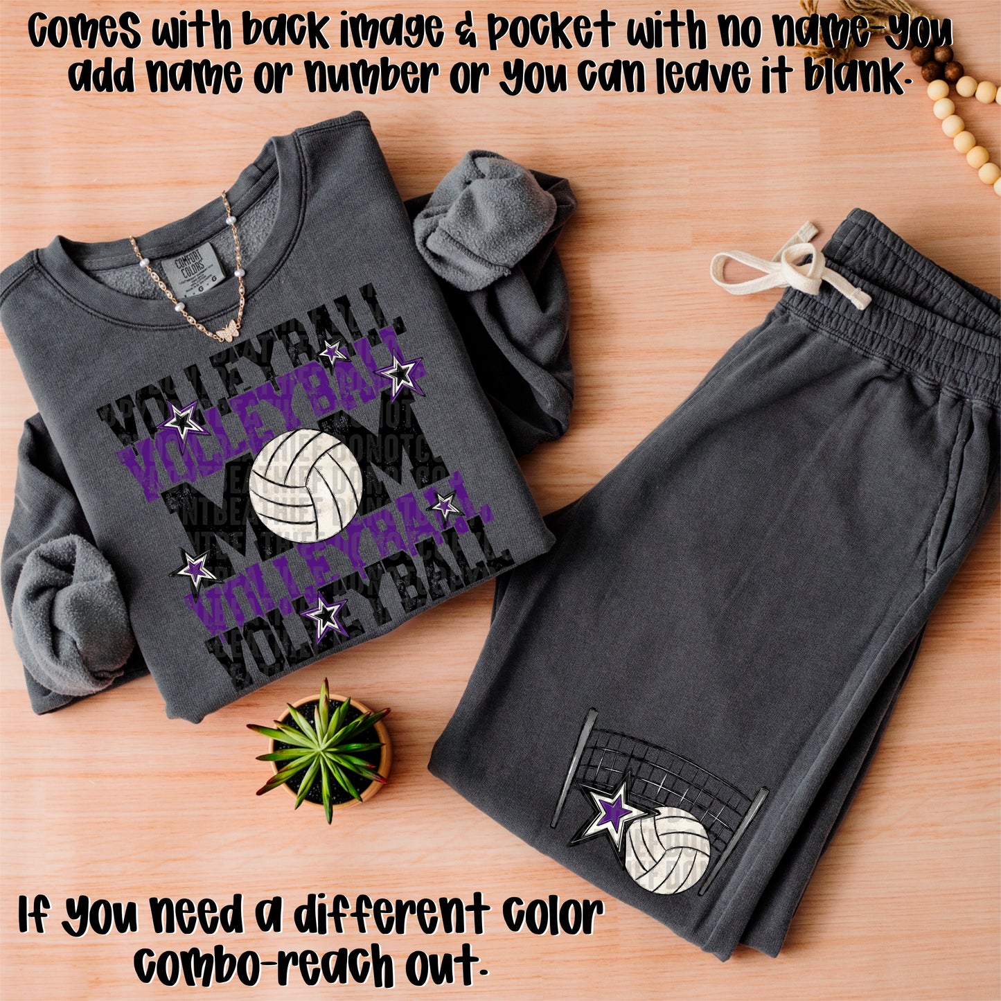 Volleyball Mom; Black & Purple